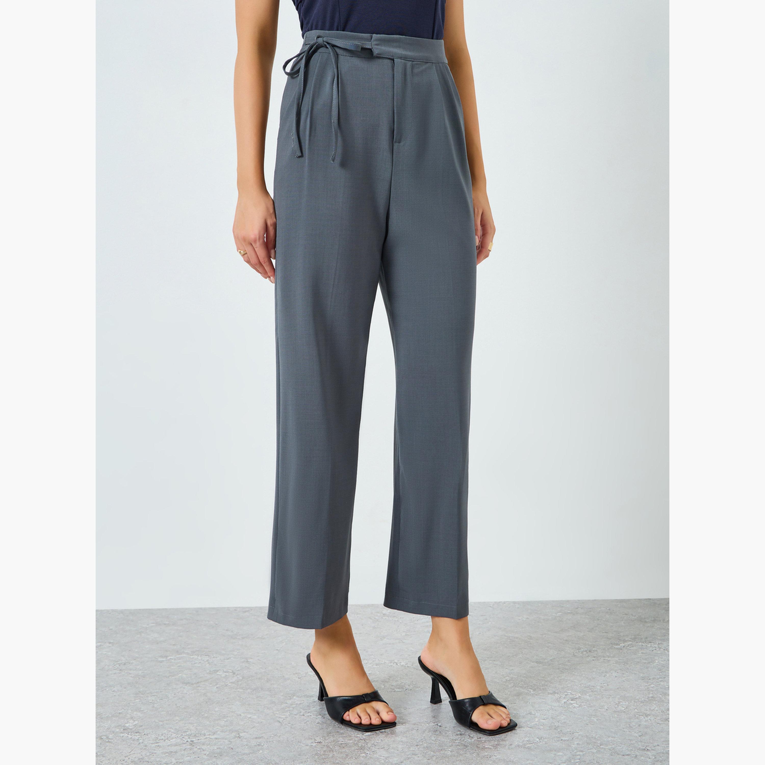 بنطال بأرجل واسعة ورباط خصر-women-clothing-bottoms-trousers-image-1