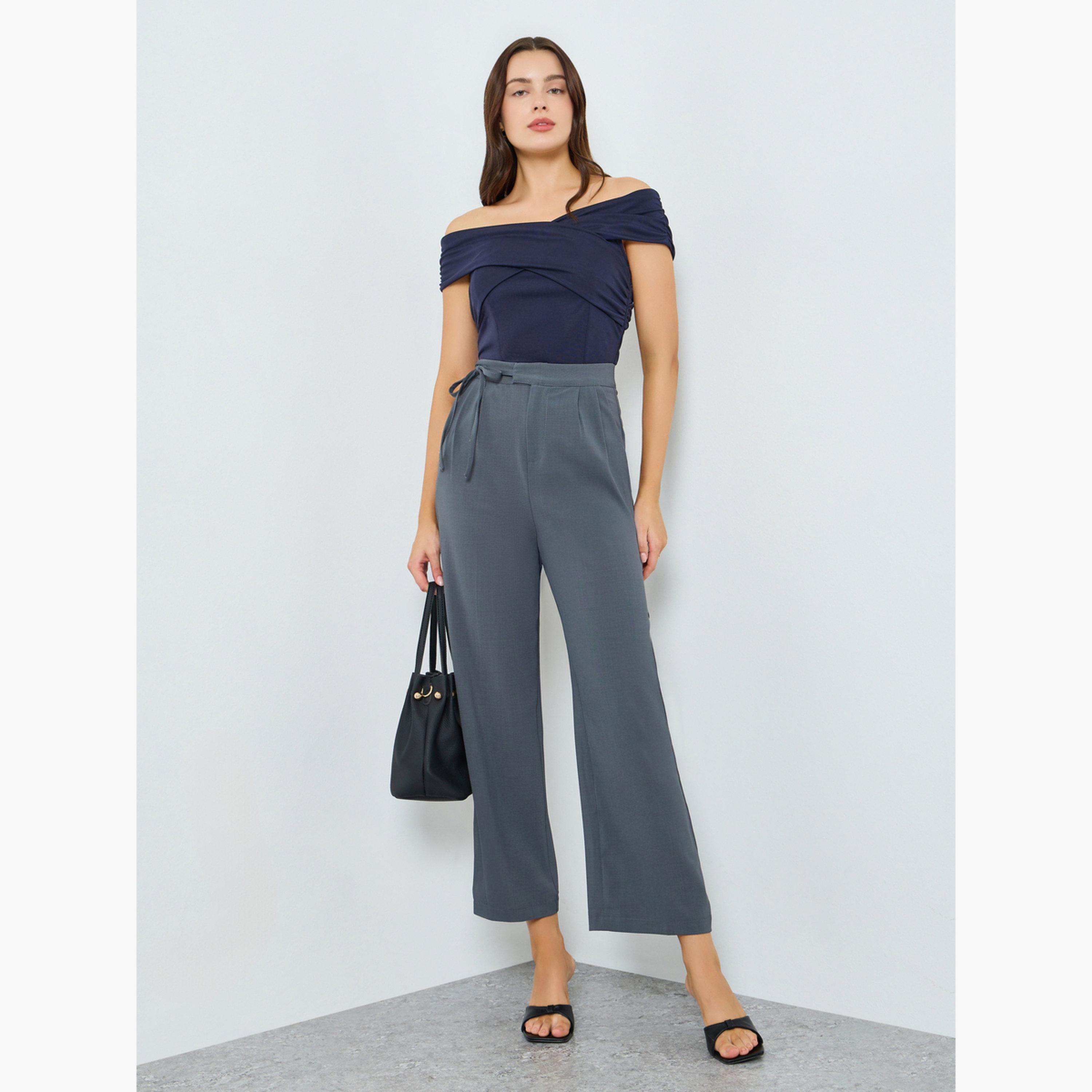 بنطال بأرجل واسعة ورباط خصر-women-clothing-bottoms-trousers-image-2