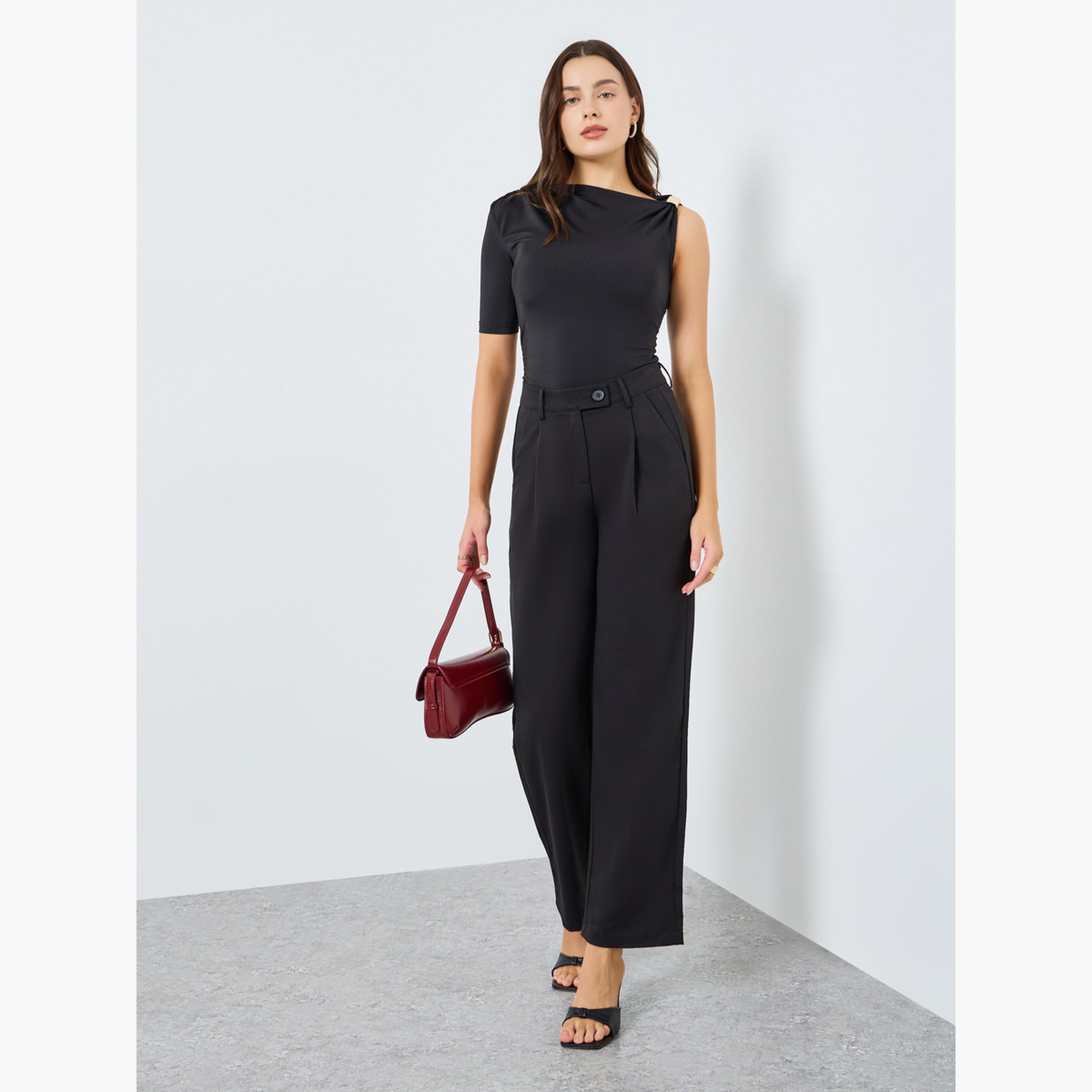 Styli Women Black Wide Leg Pants-women-clothing-bottoms-trousers-image-2