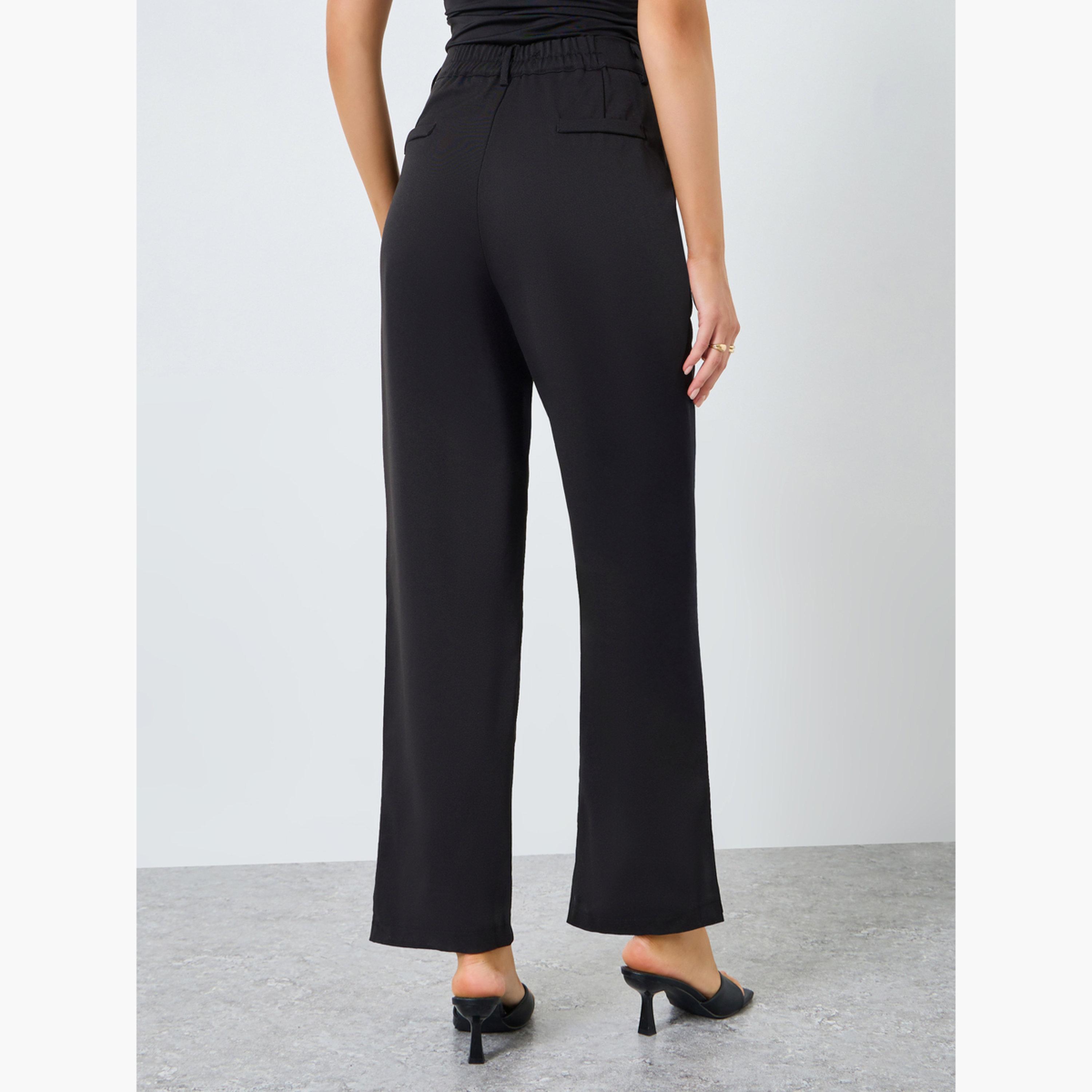 Styli Women Black Wide Leg Pants-women-clothing-bottoms-trousers-image-4