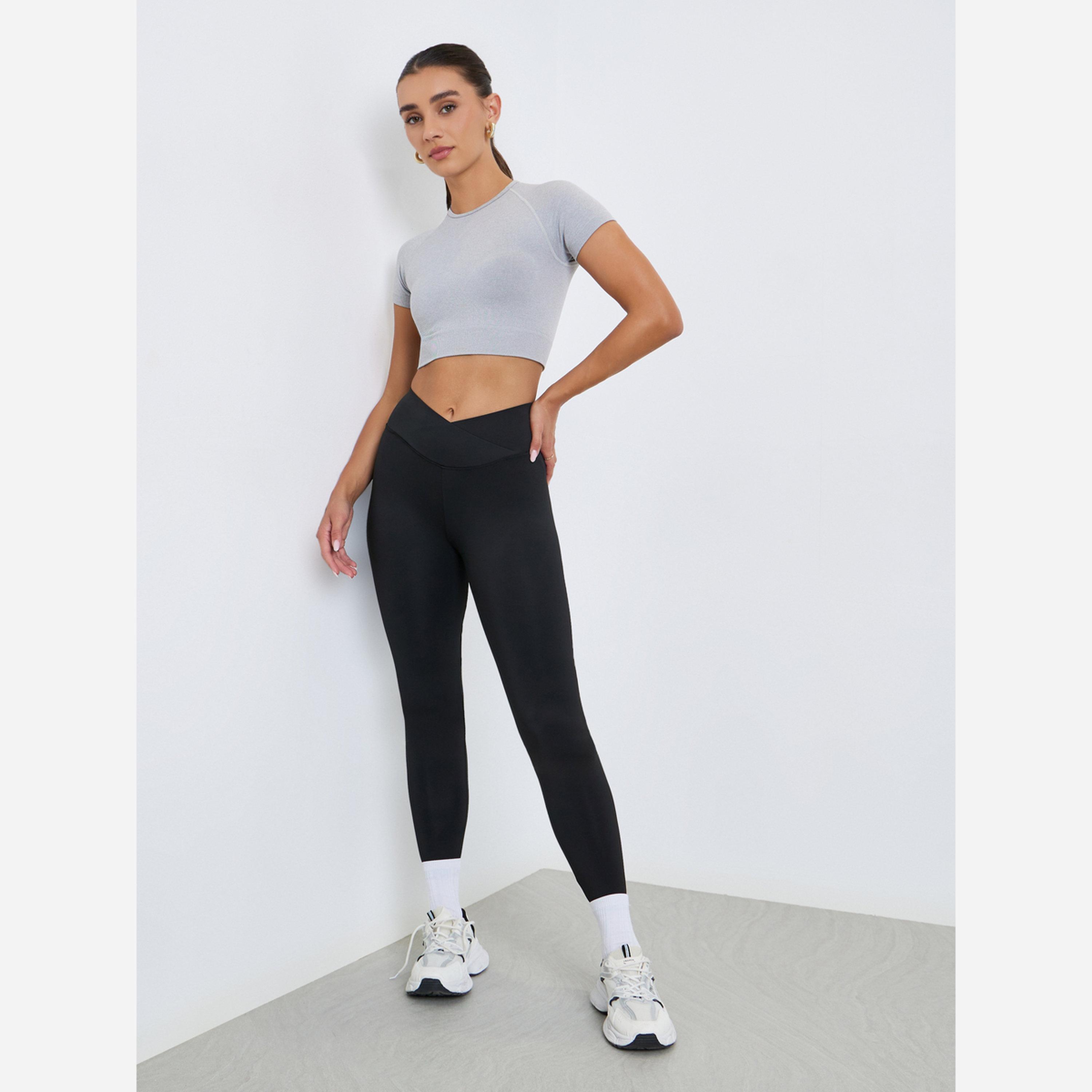 ستايلي - ليقنز/ فيزون لون أسود بخصر شكل سبعة للنساء-women-clothing-bottoms-leggings-image-2