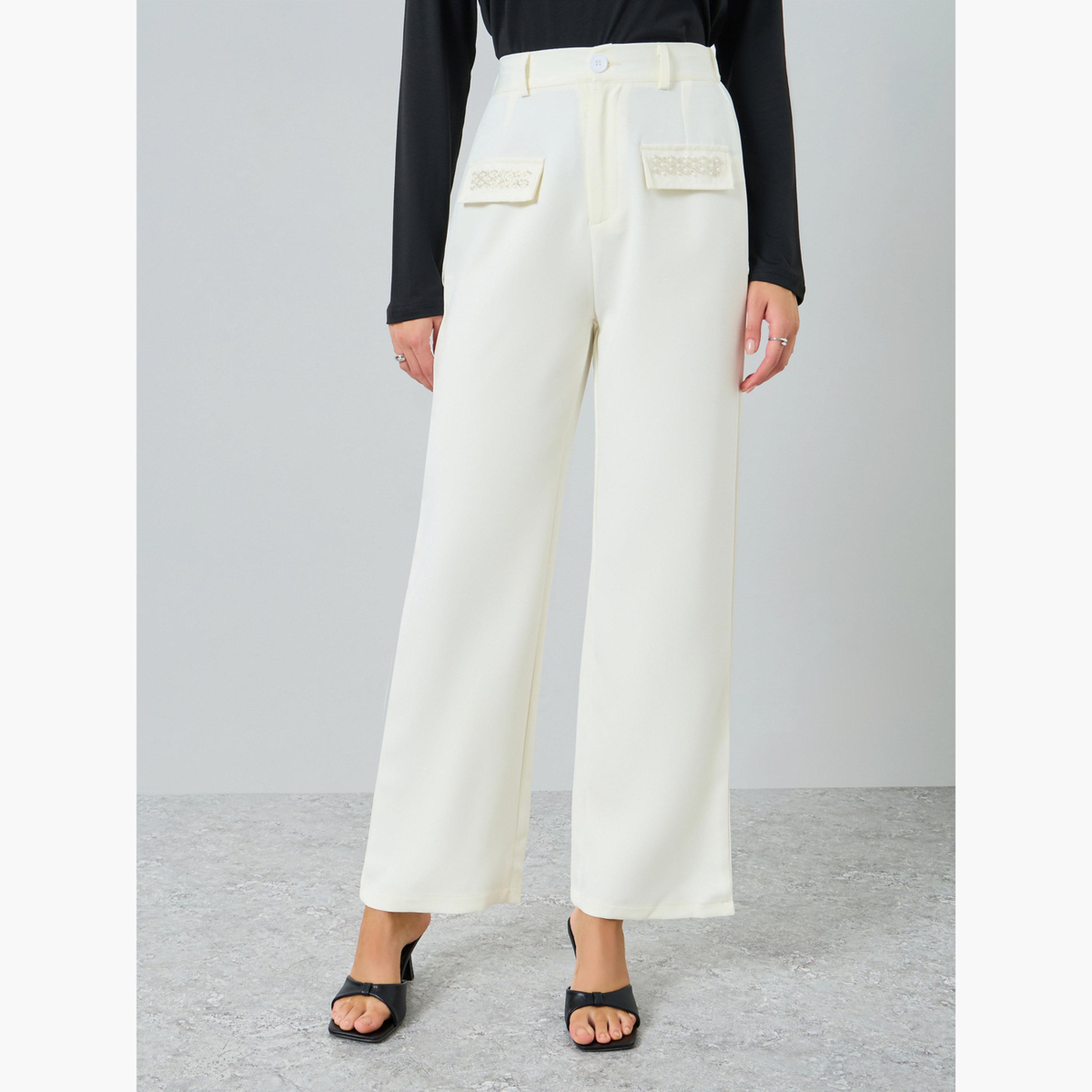 Styli Women Off-White Embellished Wide Leg Pants-women-clothing-bottoms-trousers-image-1