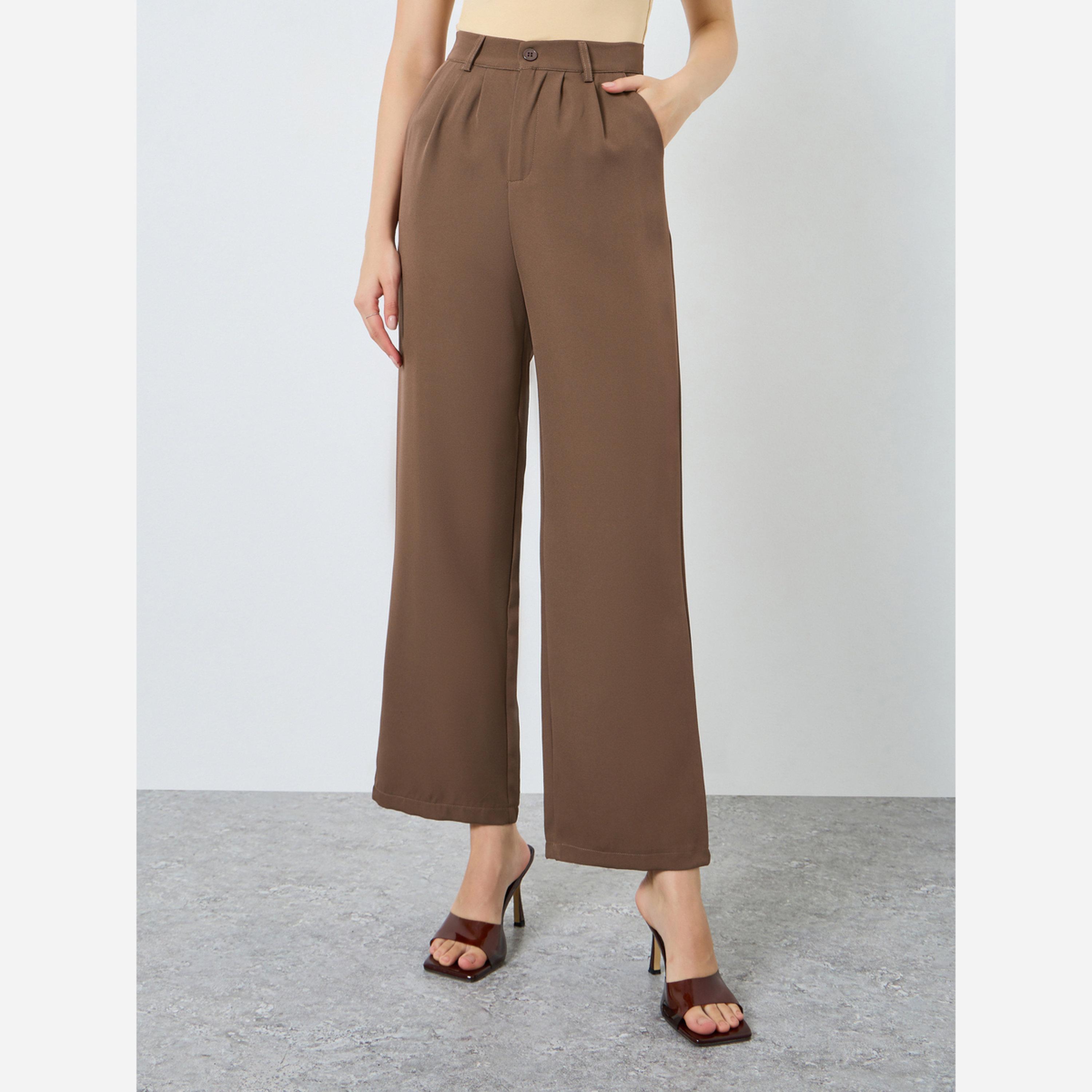 ستايلي - طقم بليزر كاجوال سادة وبنطال واسع الساق-women-clothing-coordsets-image-4