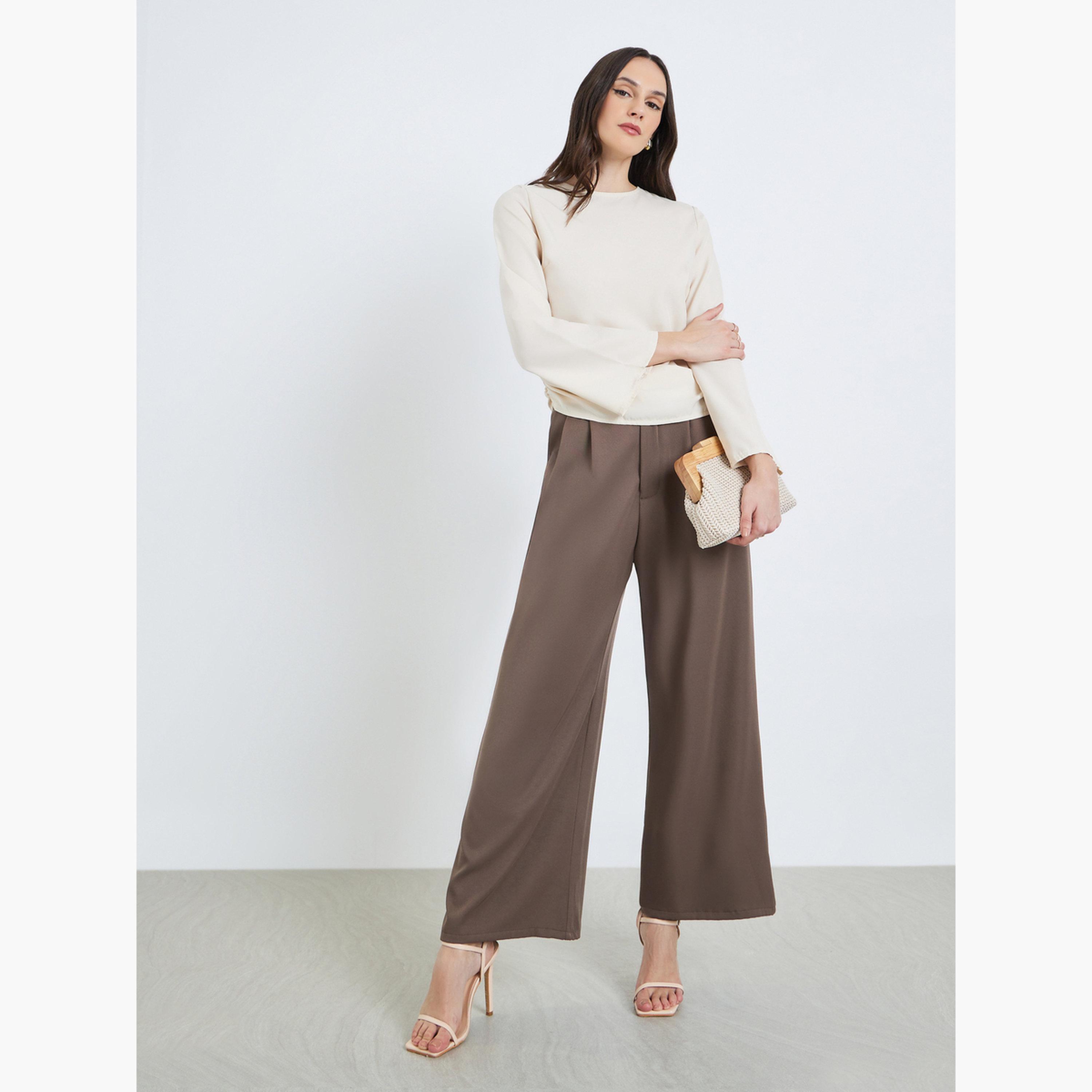 بلوزة بأكمام طويلة وتفاصيل مزمومة-women-clothing-shirtsandblouses-blouses-image-2