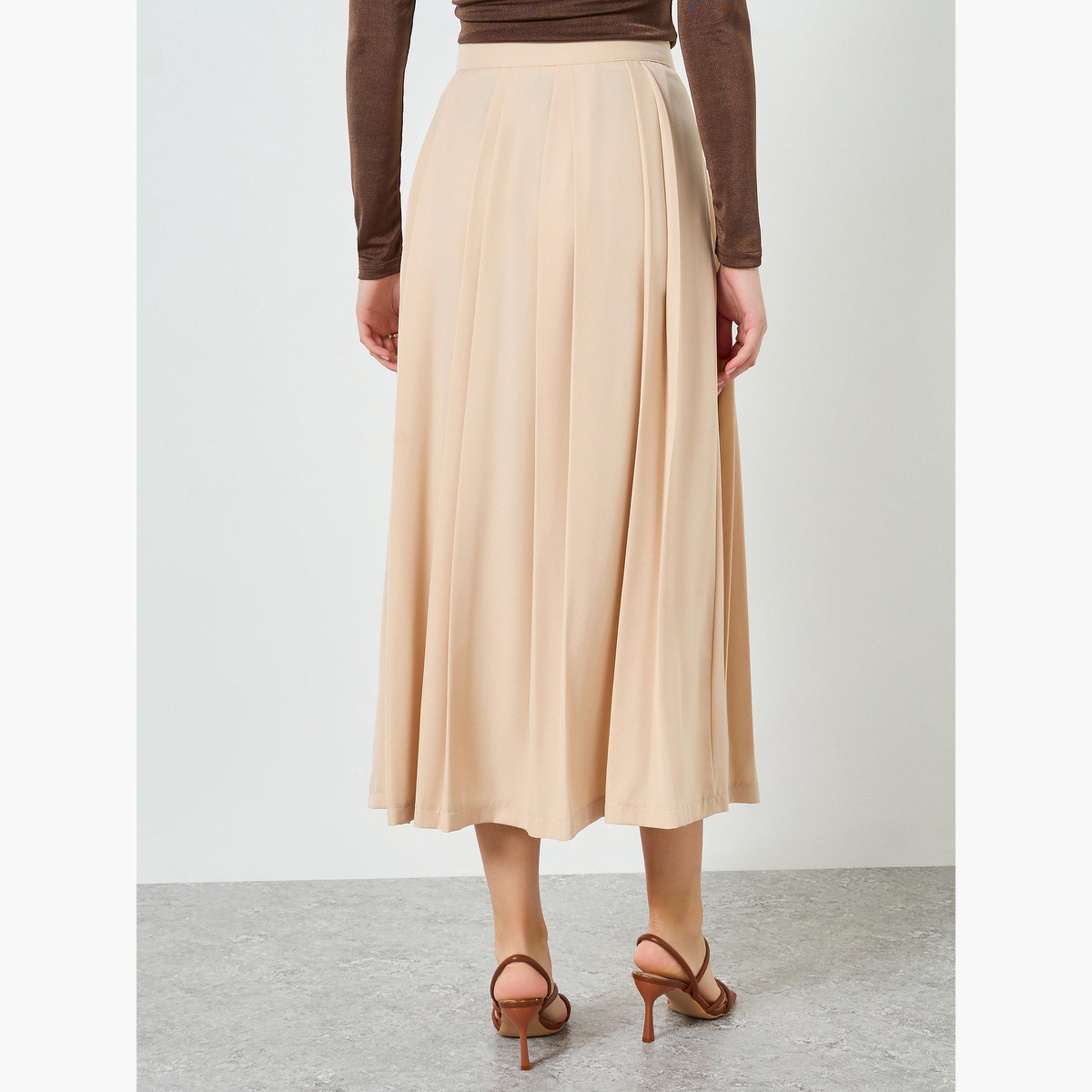 تنورة ميدي بطيات بقصة واسعة-women-clothing-bottoms-skirts-image-4