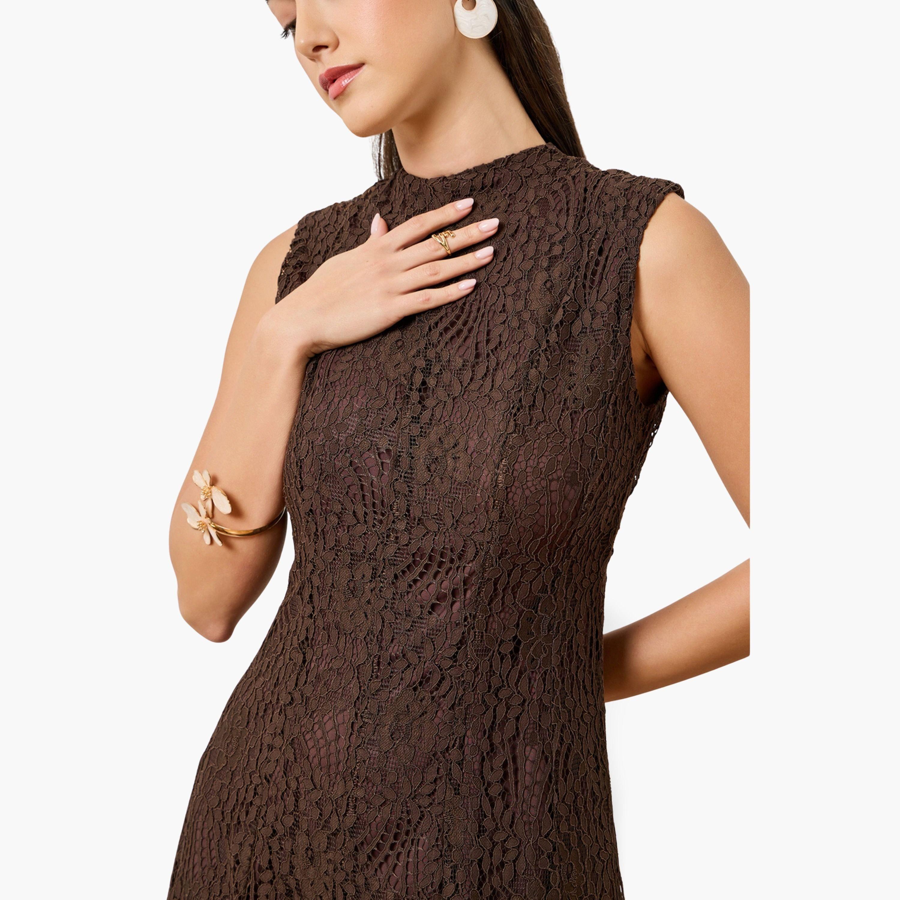 Styli Women Brown Textured Sleeveless Maxi Dress-women-clothing-dresses-image-5