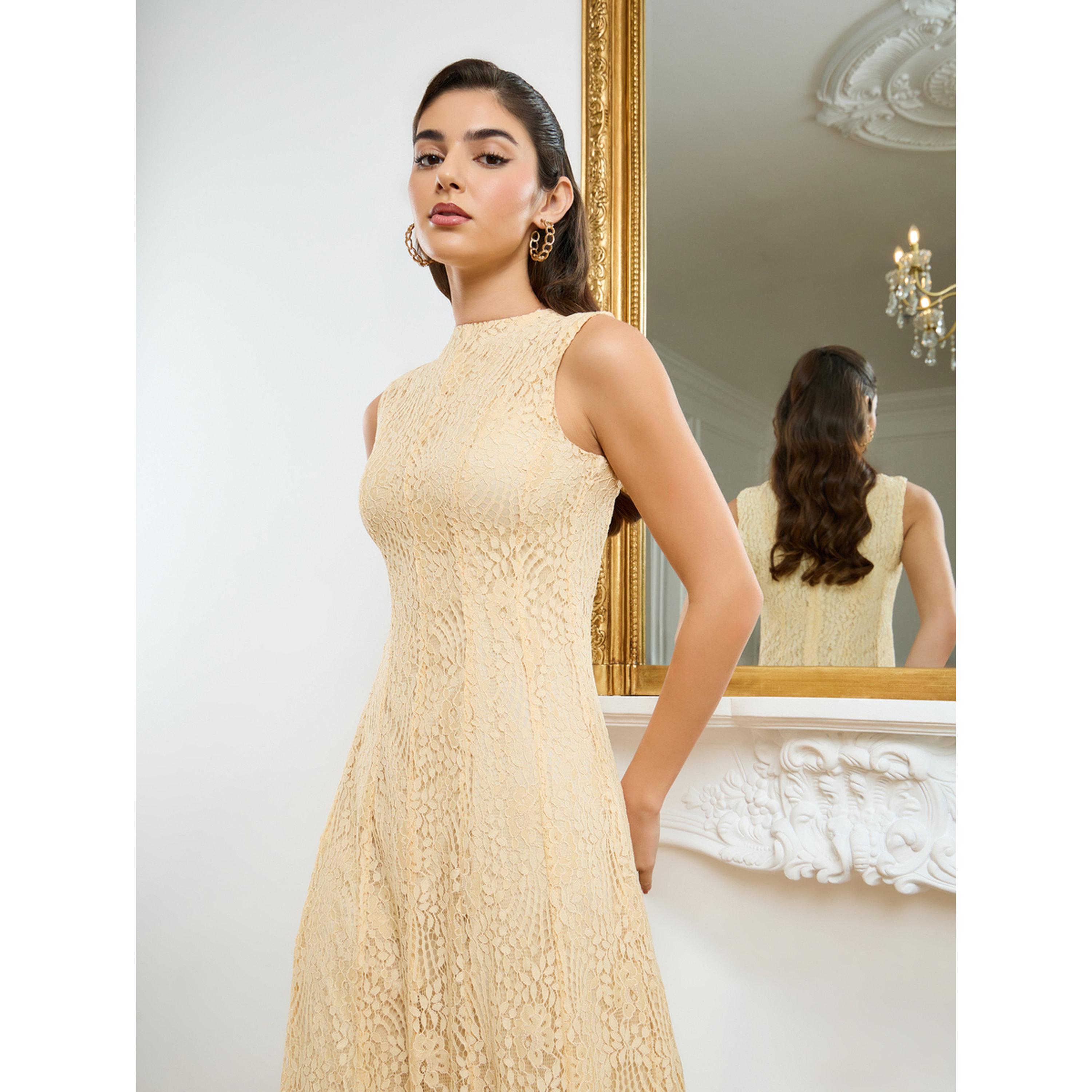 فستان طويل نسائي دانتيل بلا أكمام-women-clothing-dresses-image-2