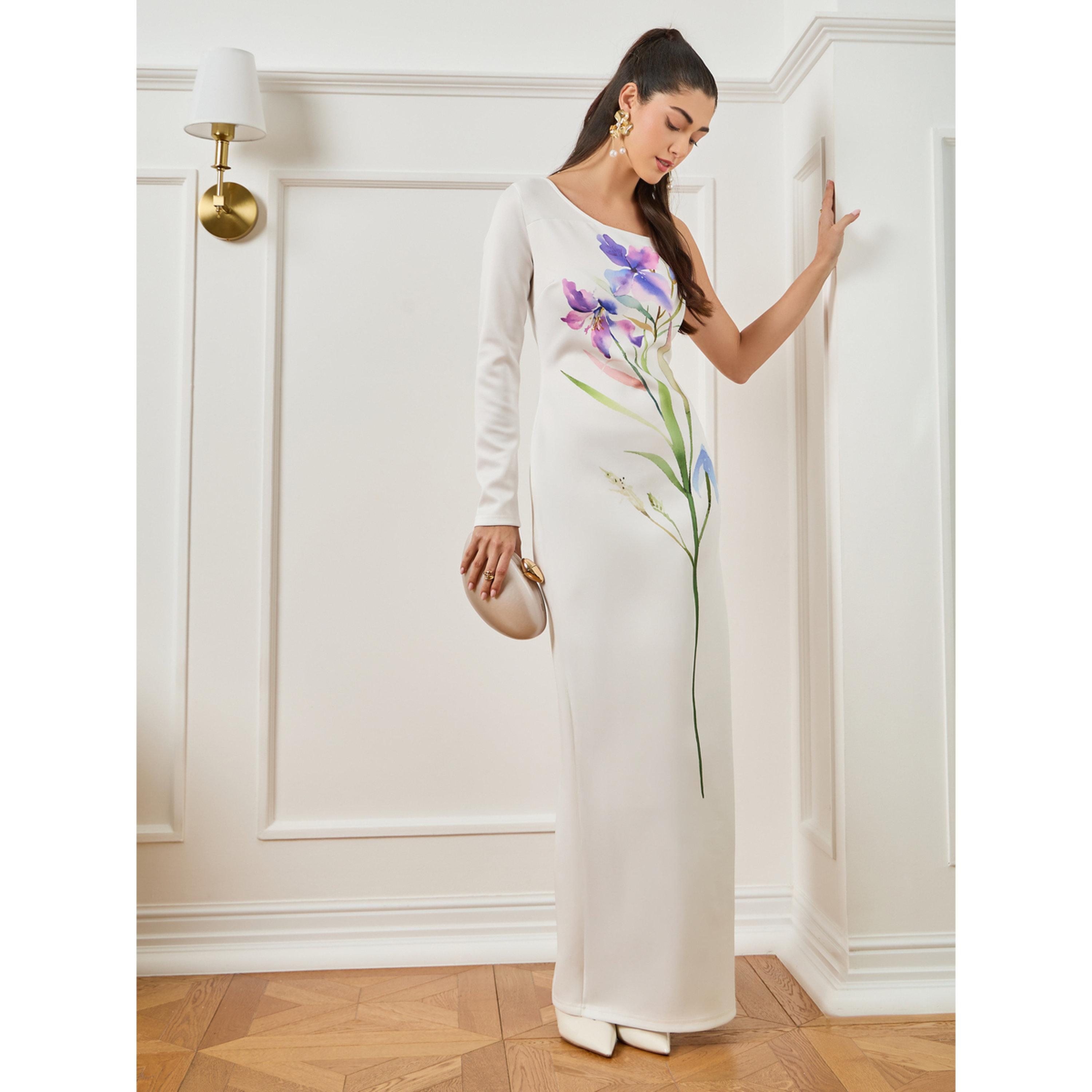 Styli Women Off-White Floral Print A-Line Maxi Dress-women-clothing-dresses-image-3