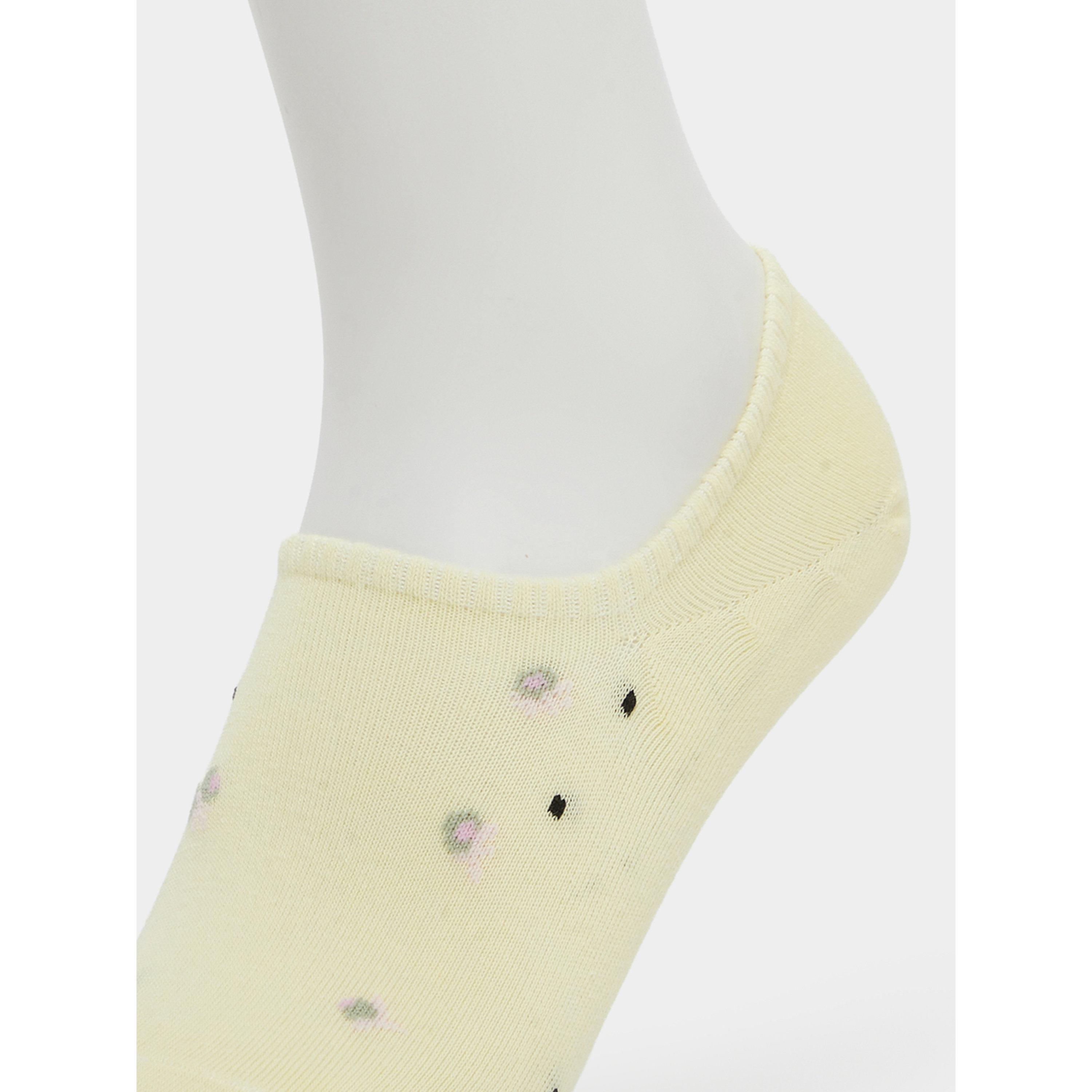 طقم من 3 أزواج - جوارب مخفية بنقشة زهور وفيونكة-women-socksandstockings-image-3