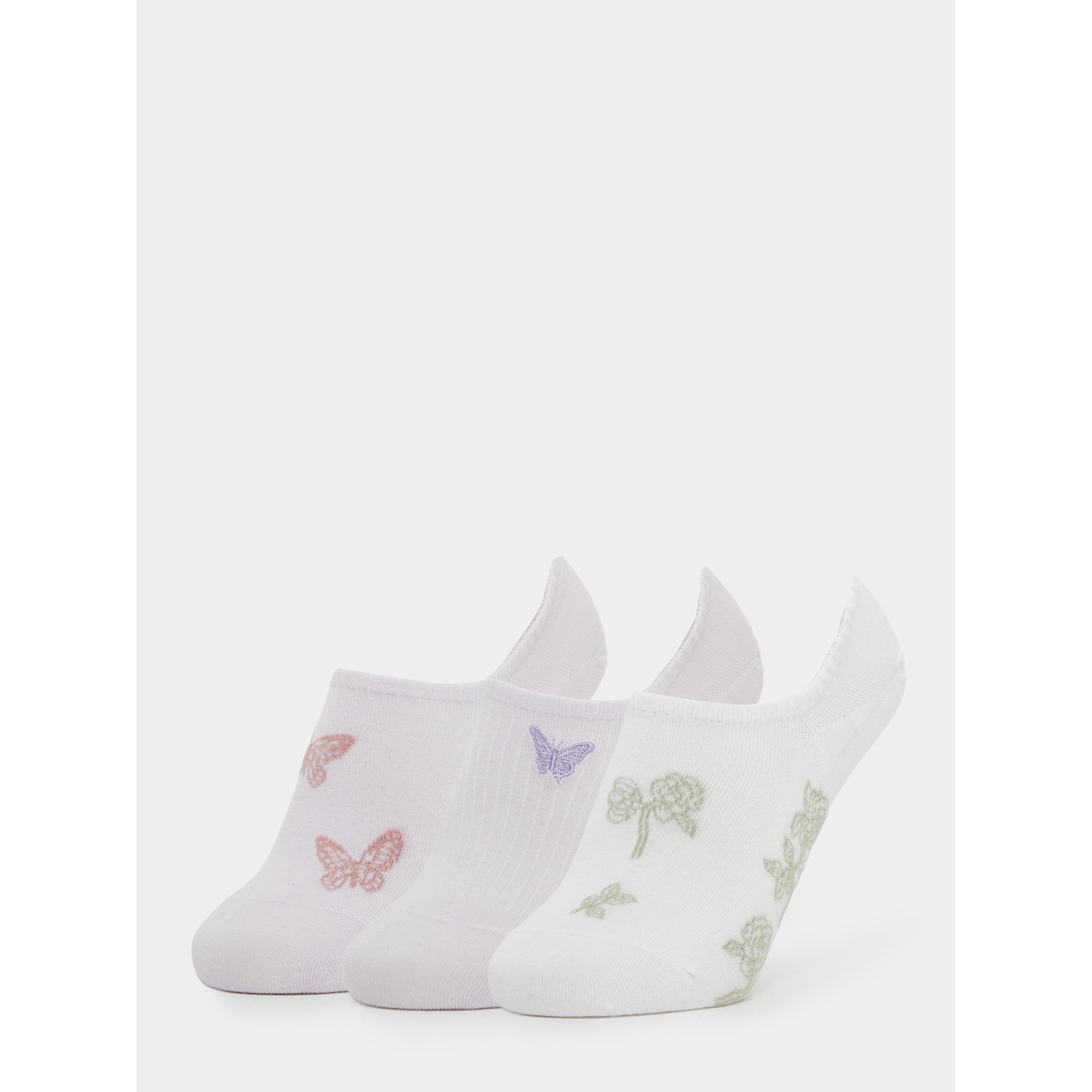 طقم من 3 أزواج - جوارب مخفية بطبعة فراشة-women-socksandstockings-image-1