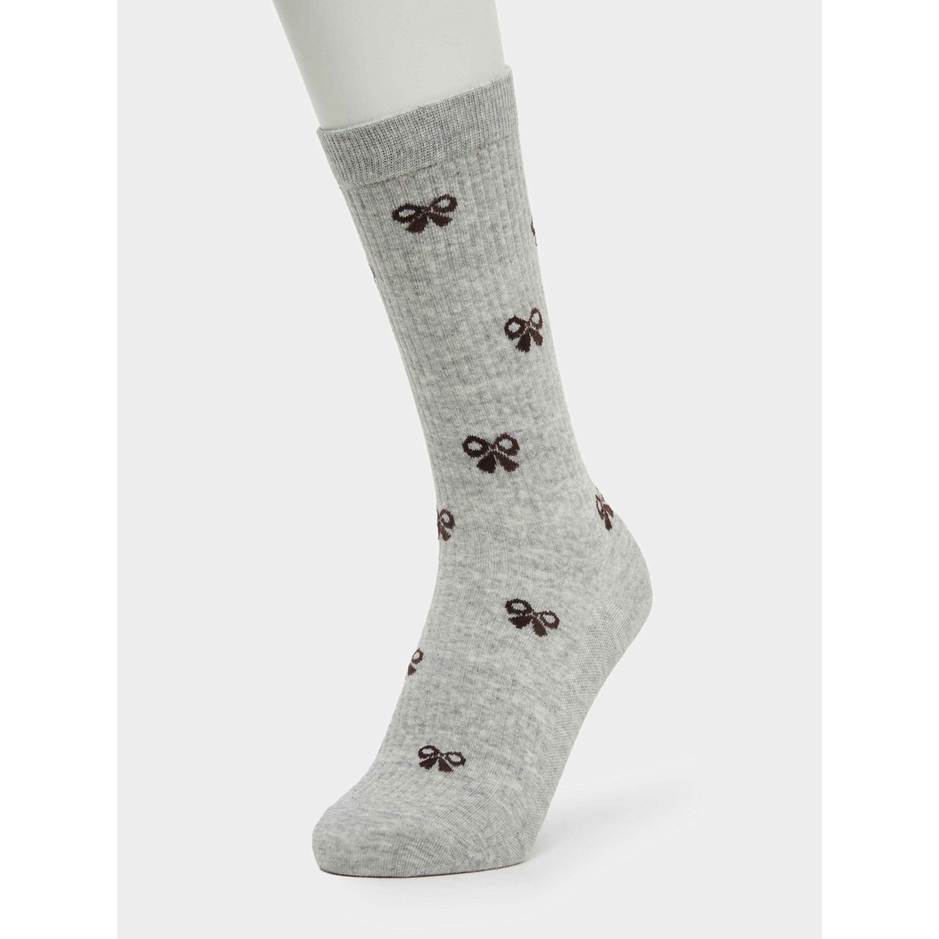 Styli Pack of 2 - Ribbon Print Crew Socks-women-socksandstockings-image-4