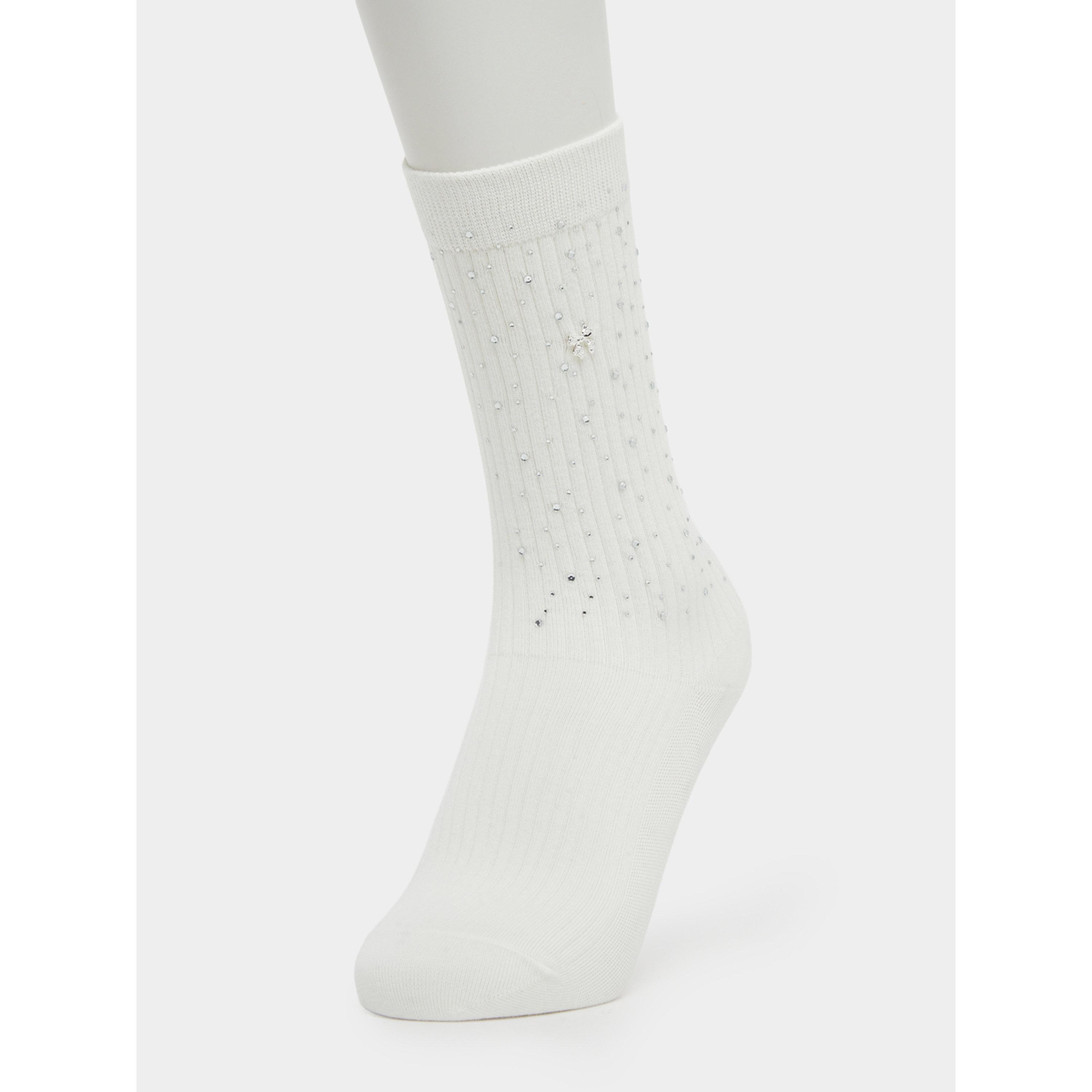 Styli Pack of 2 - Embellished Ribbed Crew Socks-women-socksandstockings-image-2
