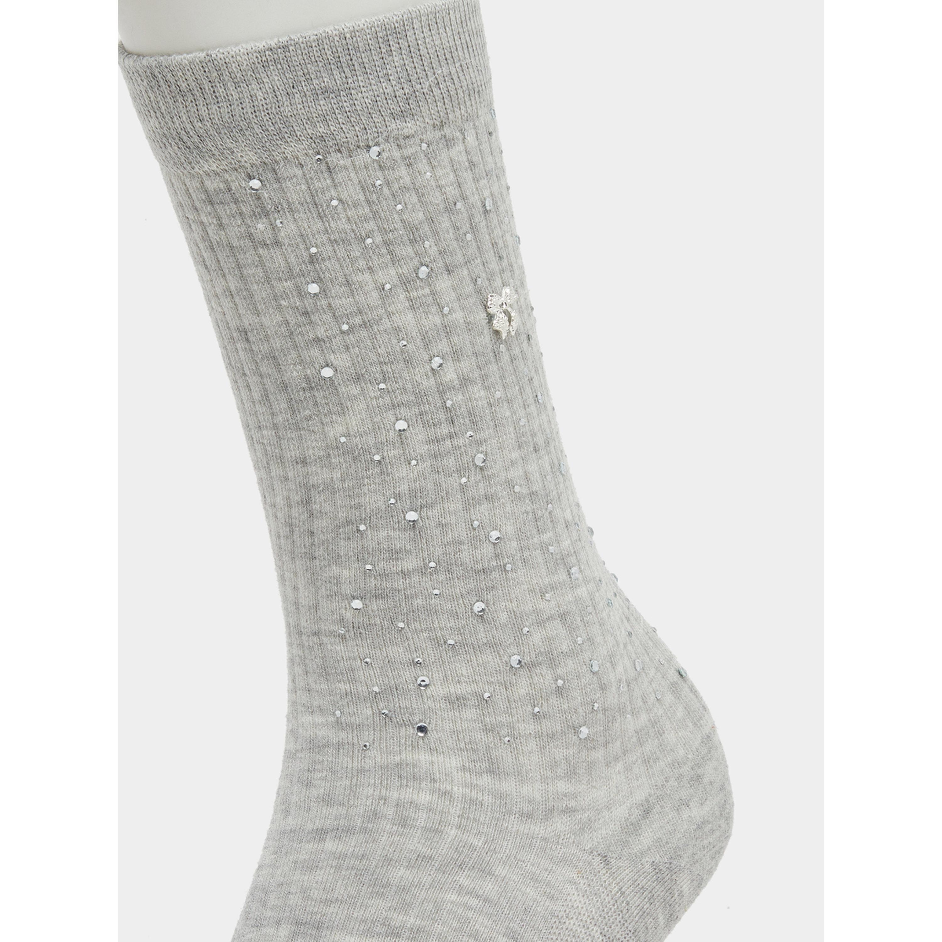 Styli Pack of 2 - Embellished Ribbed Crew Socks-women-socksandstockings-image-5