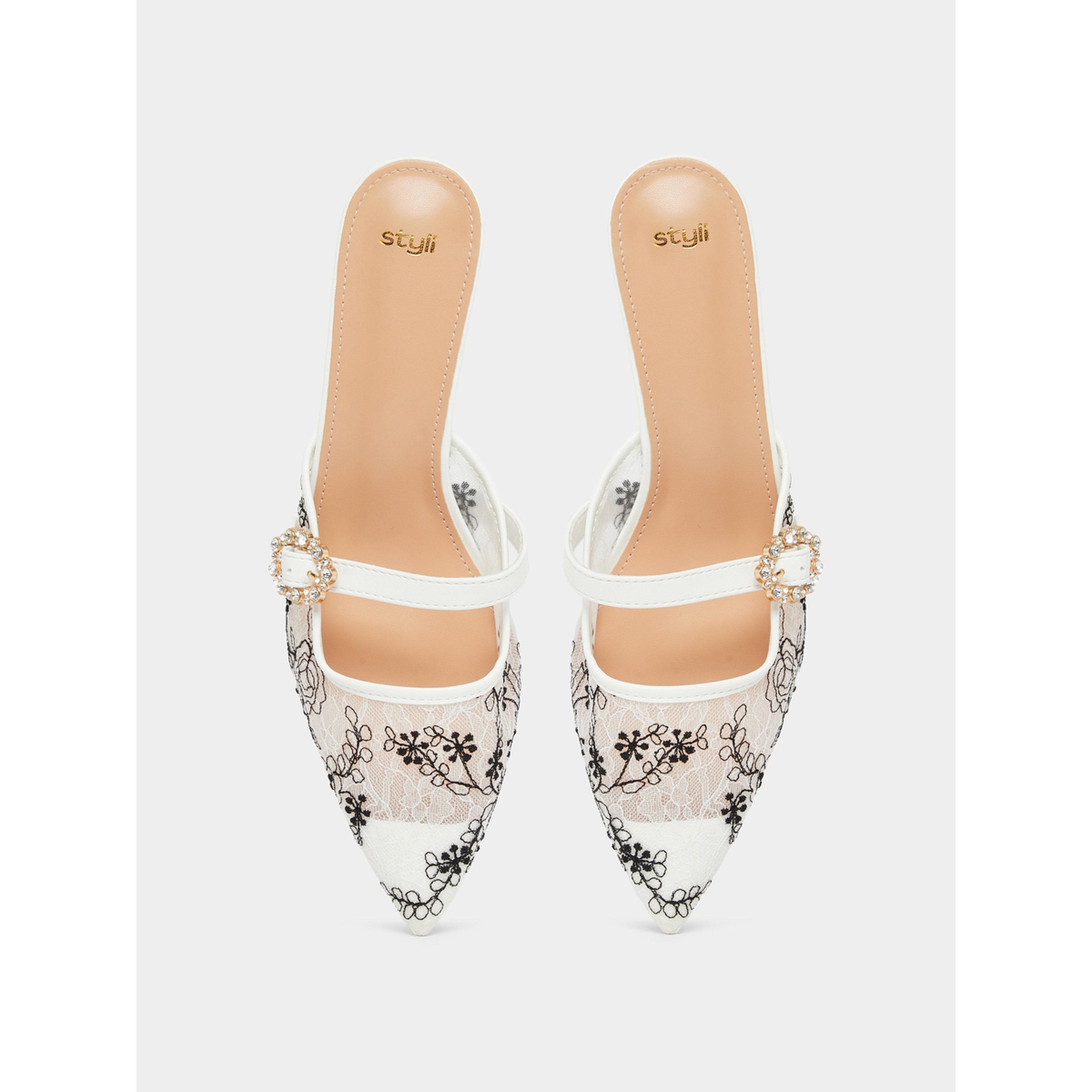 Styli Embroidered Pointed Toe Shoes-women-shoes-heels-image-3