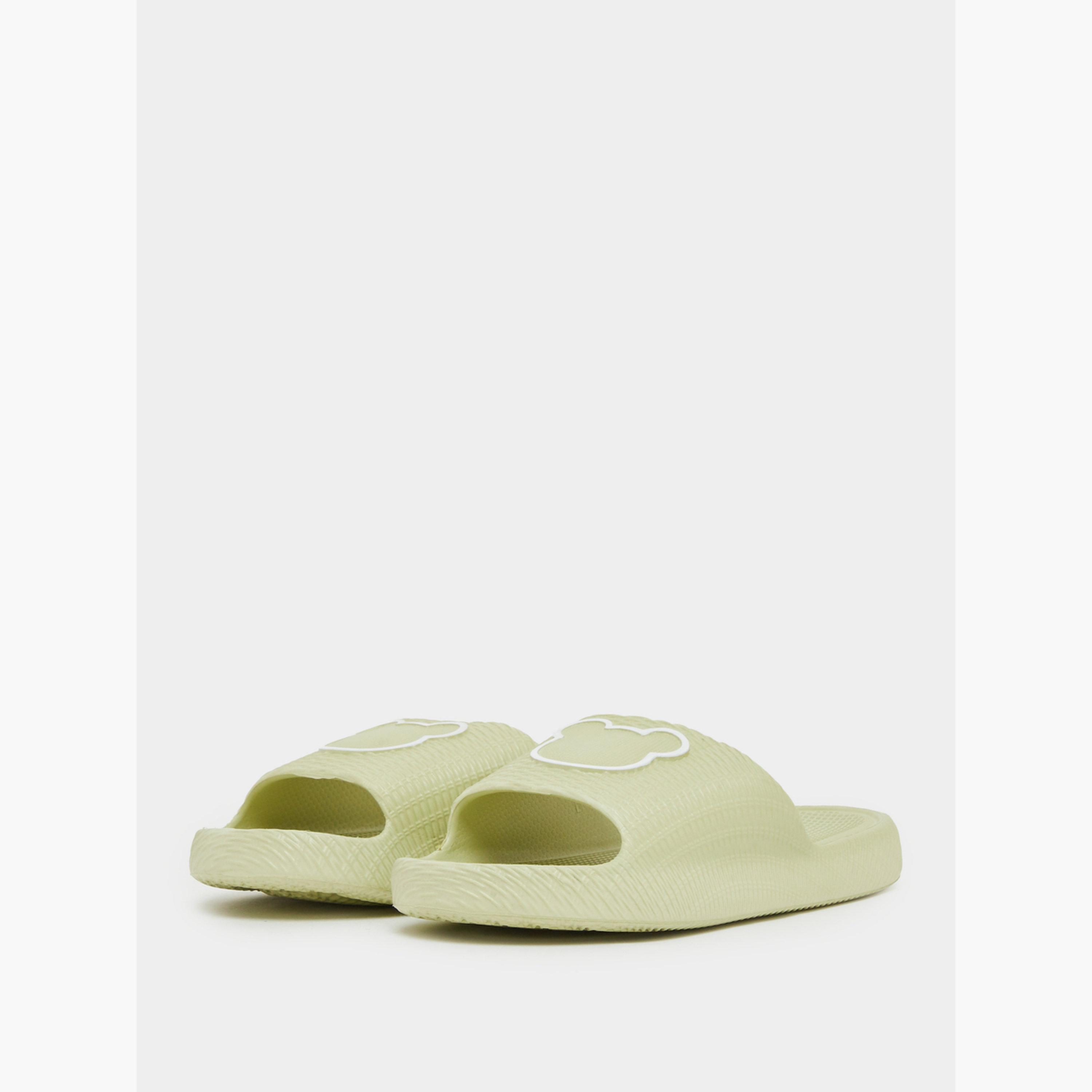 Styli Women Green Textured Slides-women-shoes-flats-slides-image-1