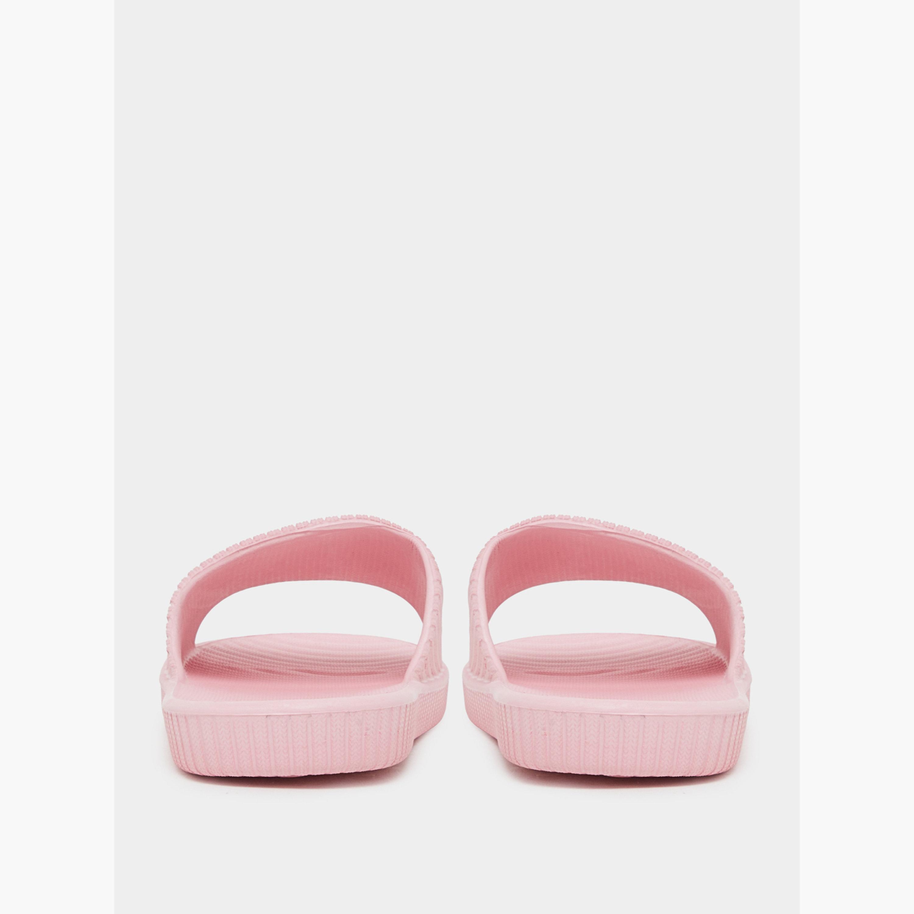 Styli Women Pink Ribbed Slides-women-shoes-flats-slides-image-4