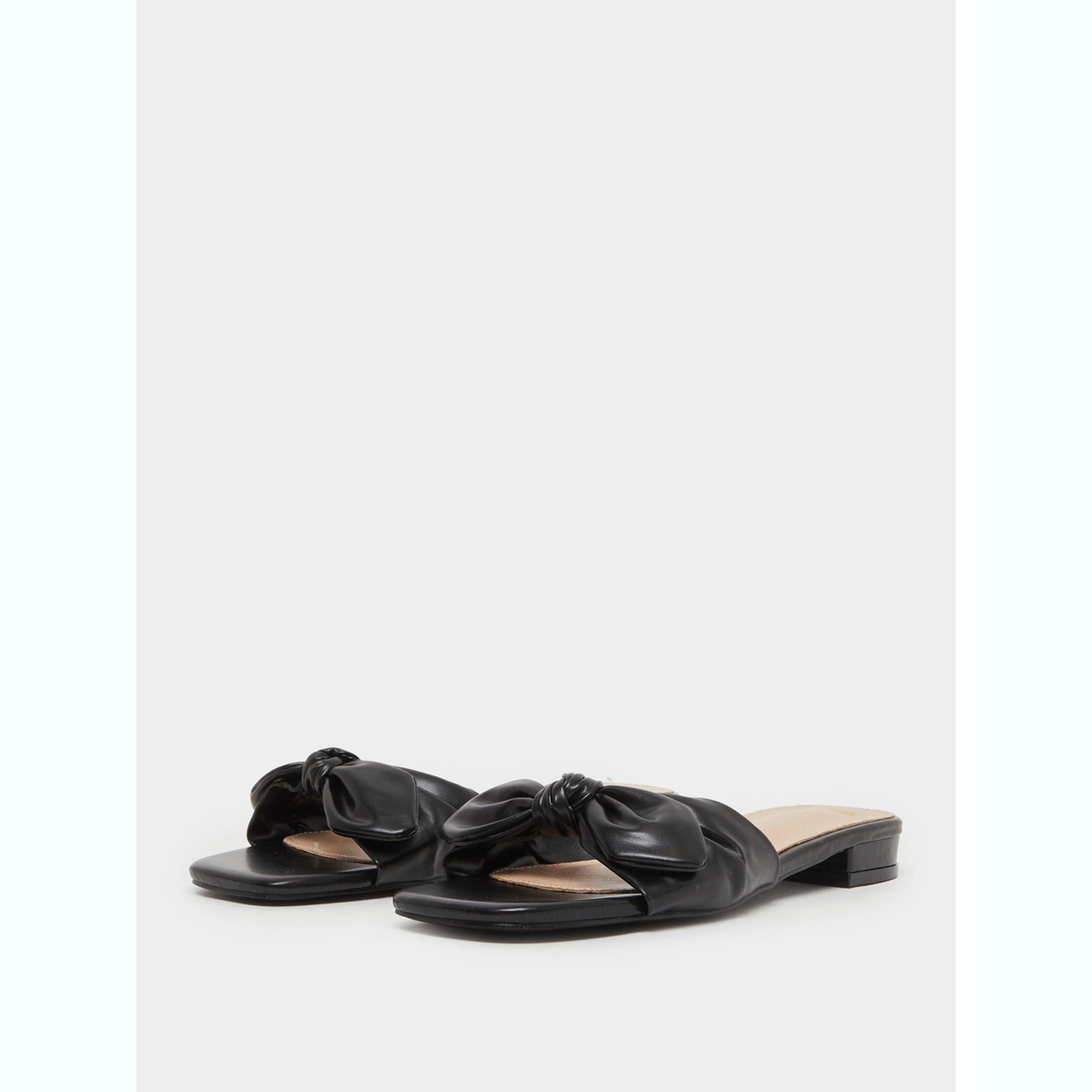 حذاء ميولز فلات مزين بفيونكة أسود-women-shoes-sandals-flats-image-1