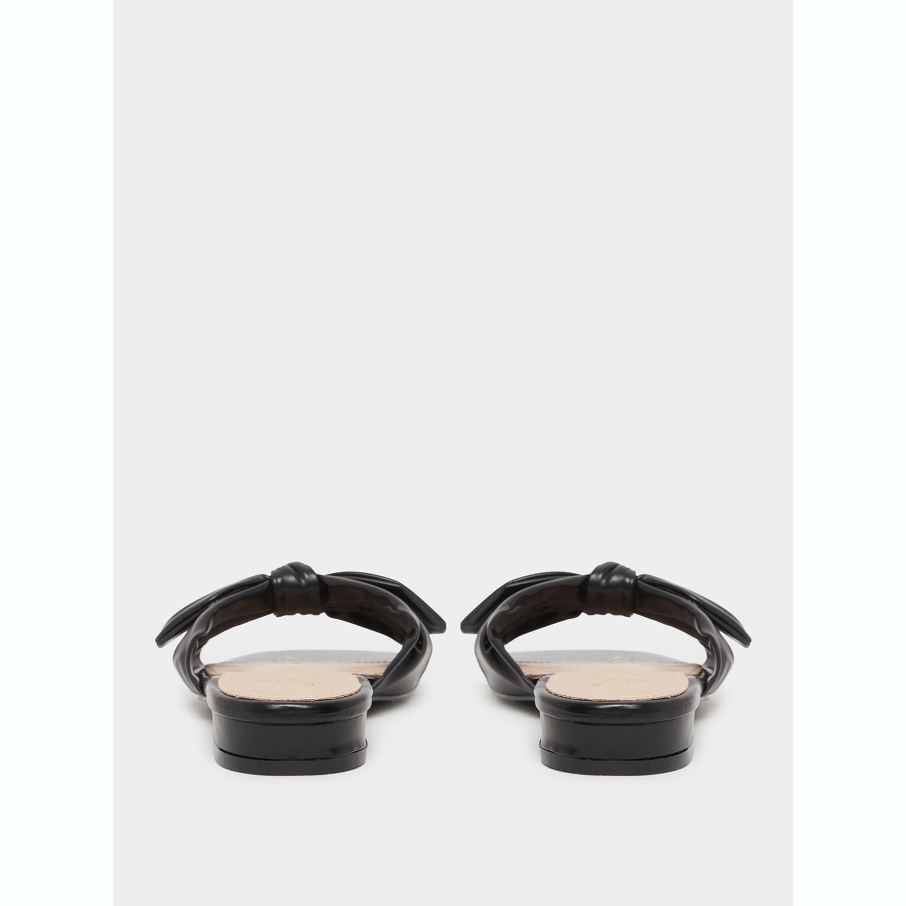 Styli Women Black Bow Trim Flat Mules-women-shoes-sandals-flats-image-4