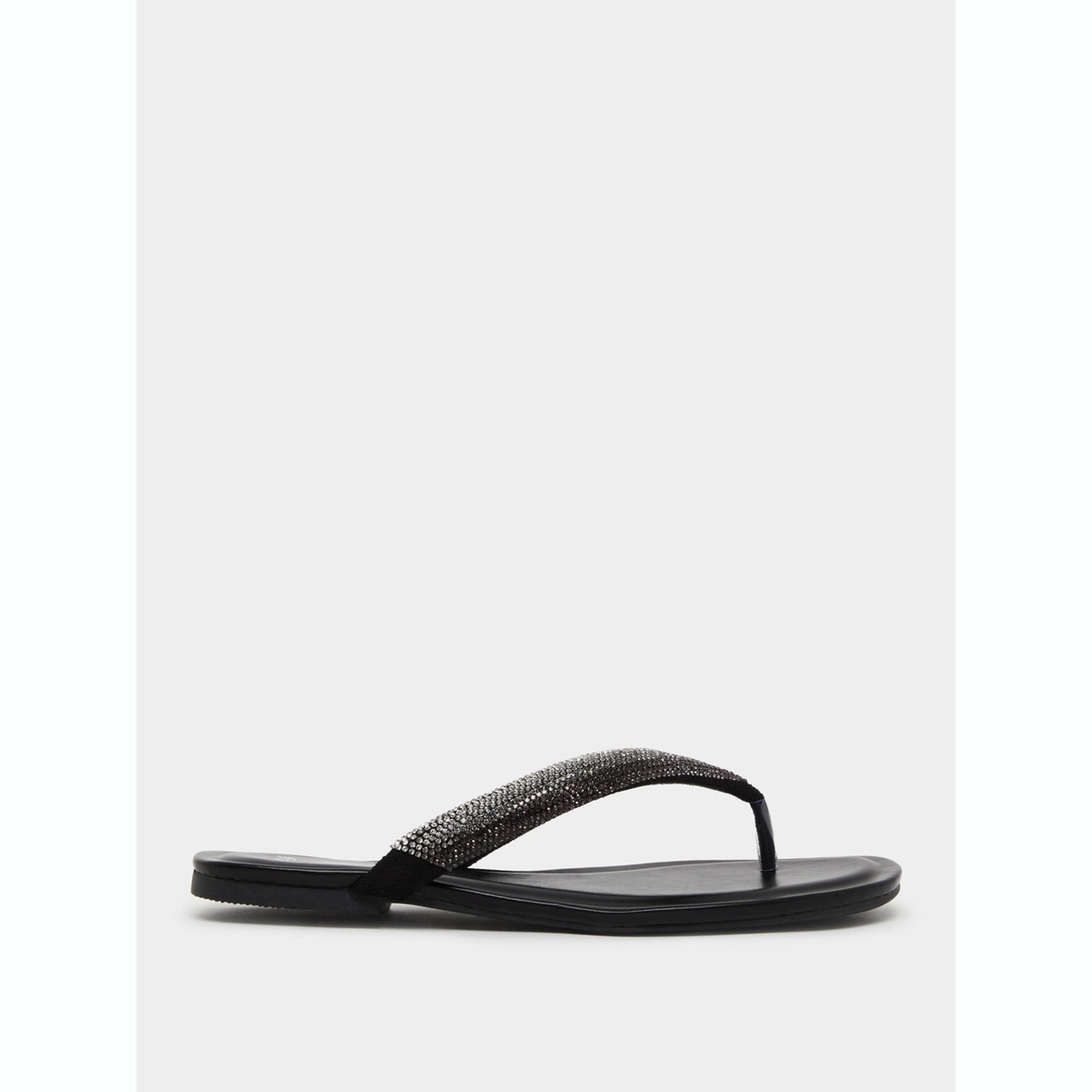 Styli Women Black Embellished Flat Sandals-women-shoes-sandals-flats-image-2