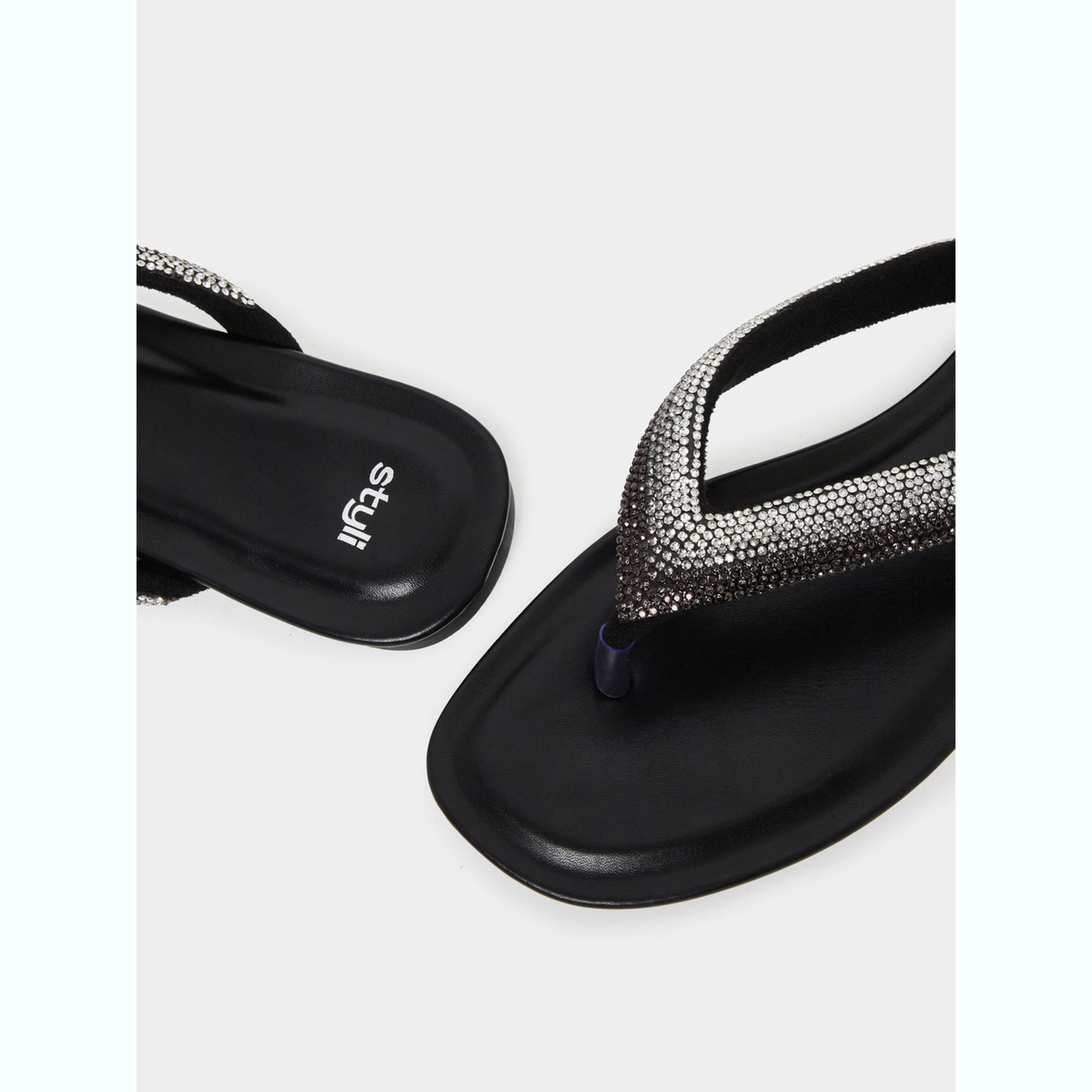 Styli Women Black Embellished Flat Sandals-women-shoes-sandals-flats-image-3