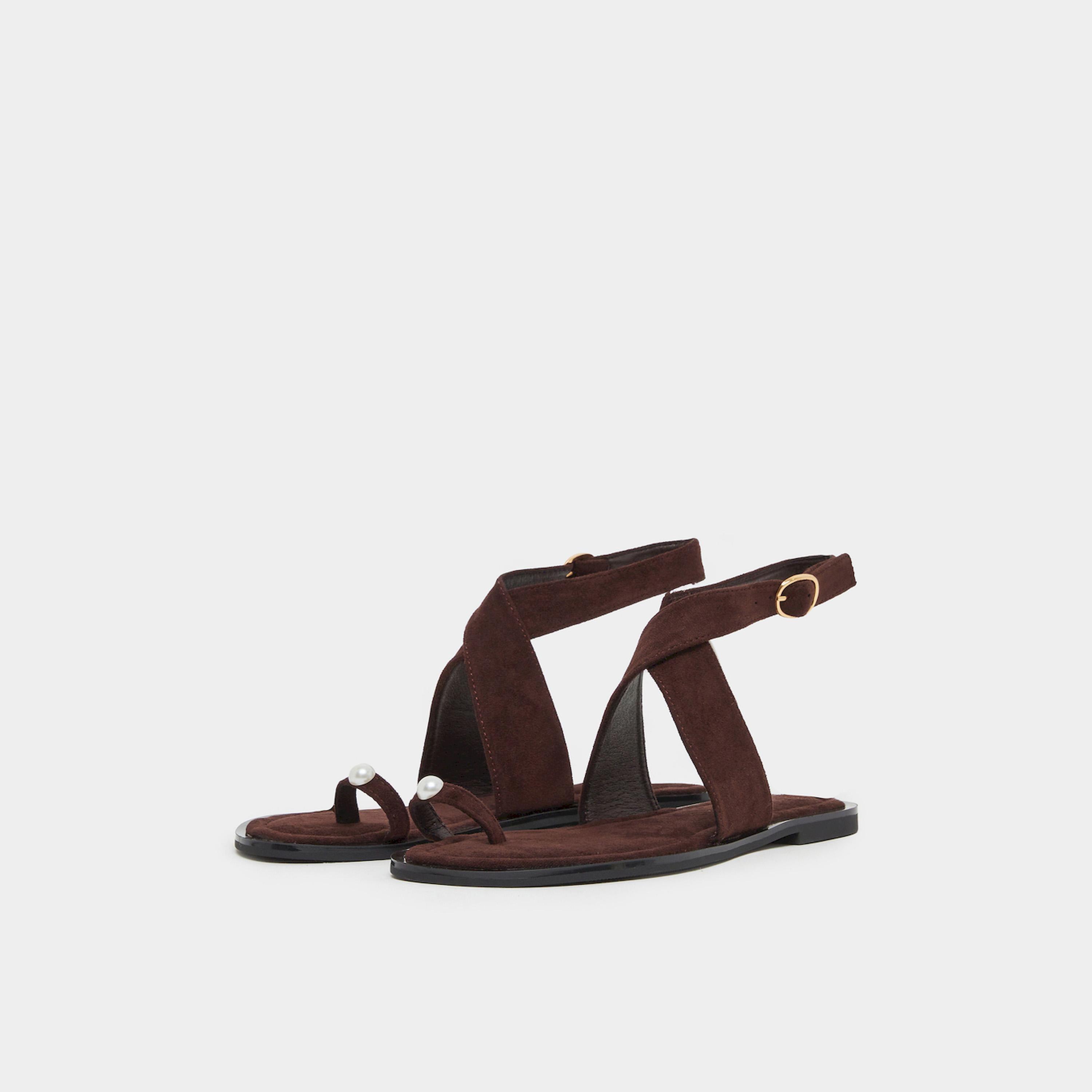 صندل فلات بسيور كاحل-women-shoes-sandals-flats-image-1