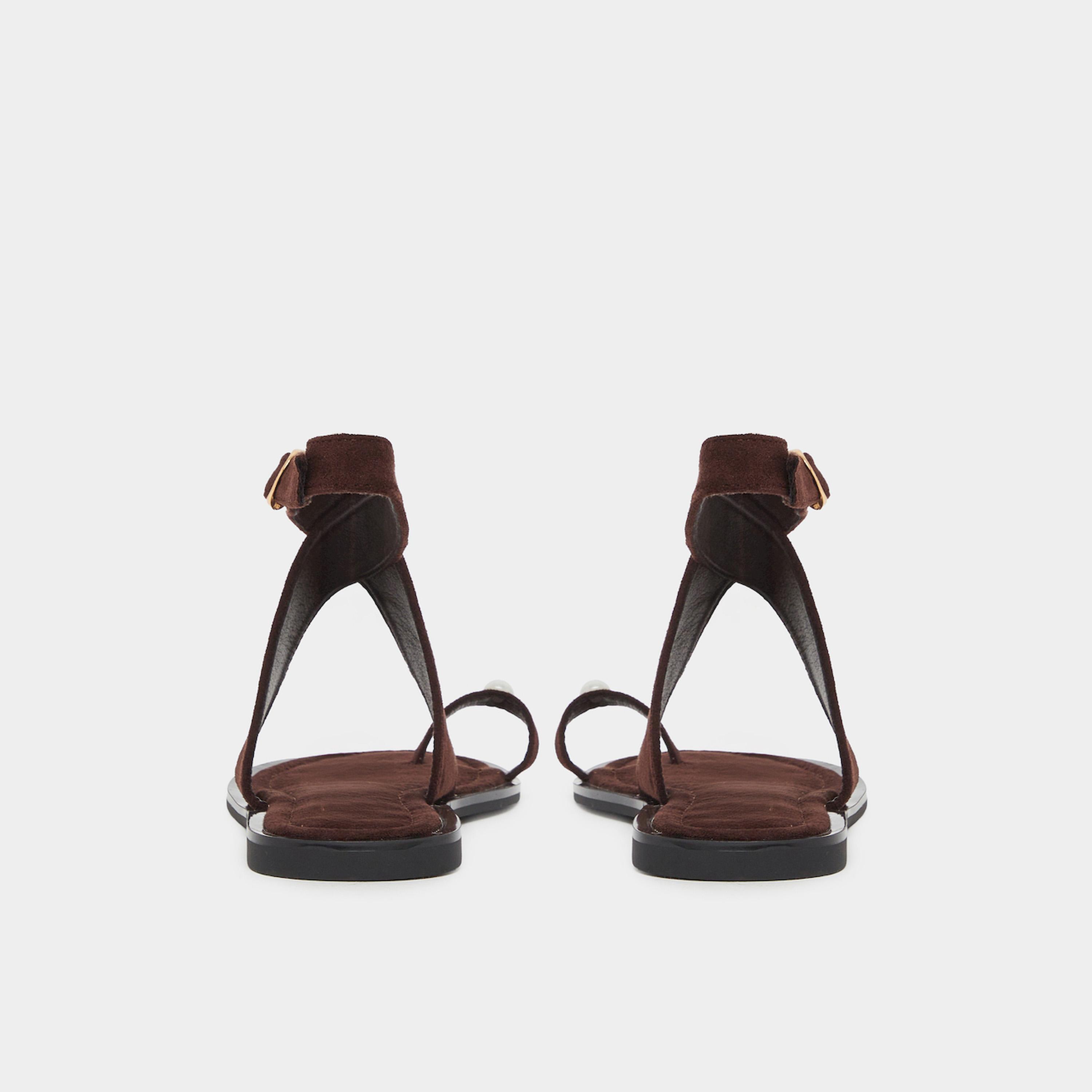 Styli Coffee Brown Ankle Strap Flat Sandals-women-shoes-sandals-flats-image-4
