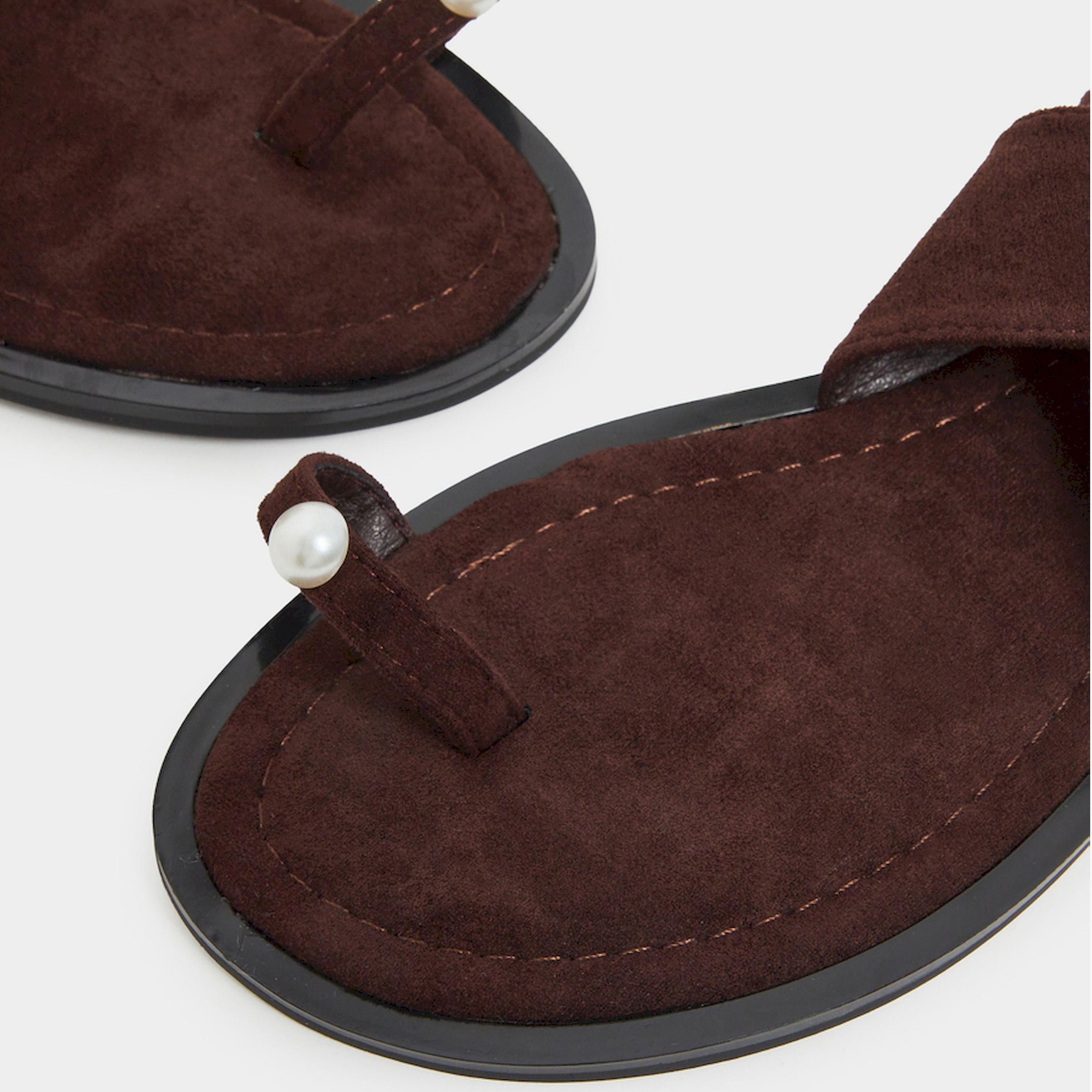 Styli Coffee Brown Ankle Strap Flat Sandals-women-shoes-sandals-flats-image-5