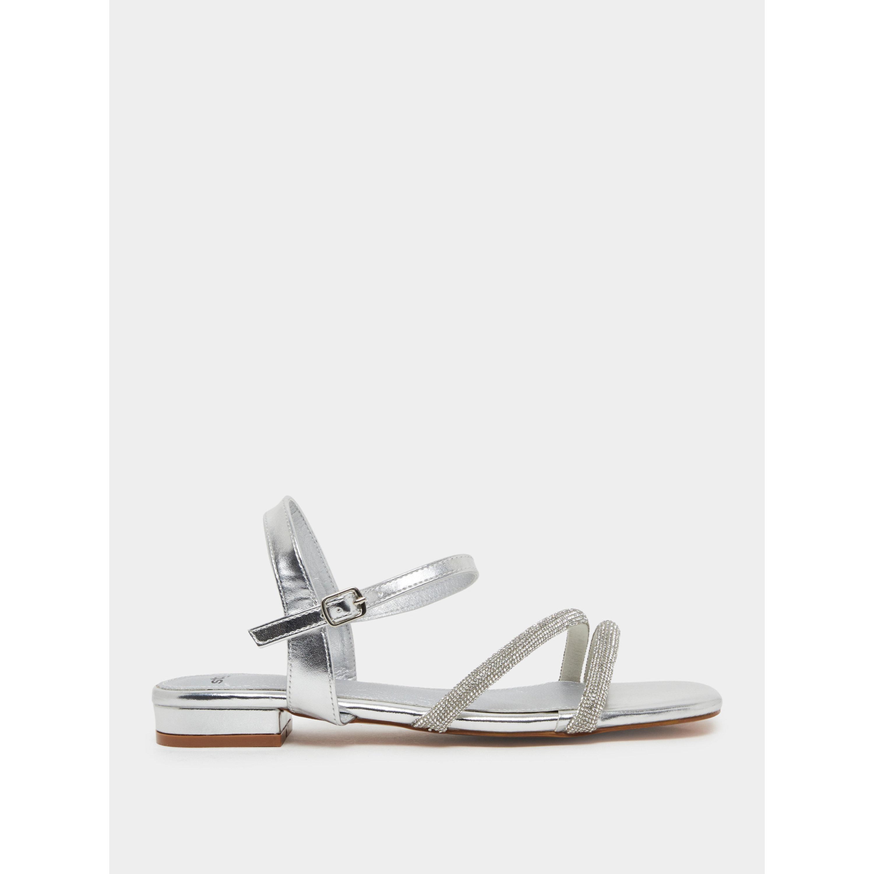 Styli Silver Embellished Strappy Sandals-women-shoes-sandals-flats-image-2
