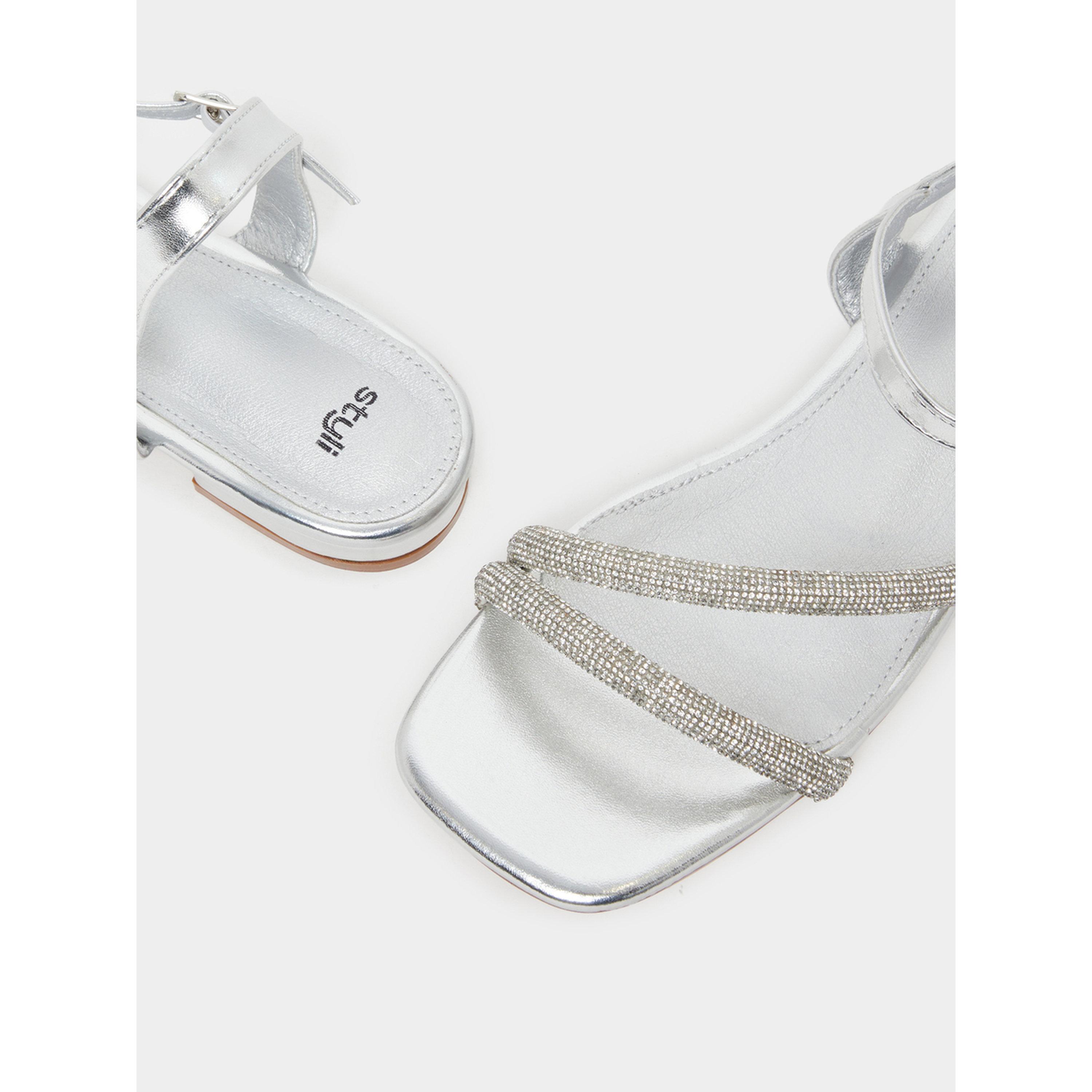 Styli Silver Embellished Strappy Sandals-women-shoes-sandals-flats-image-3