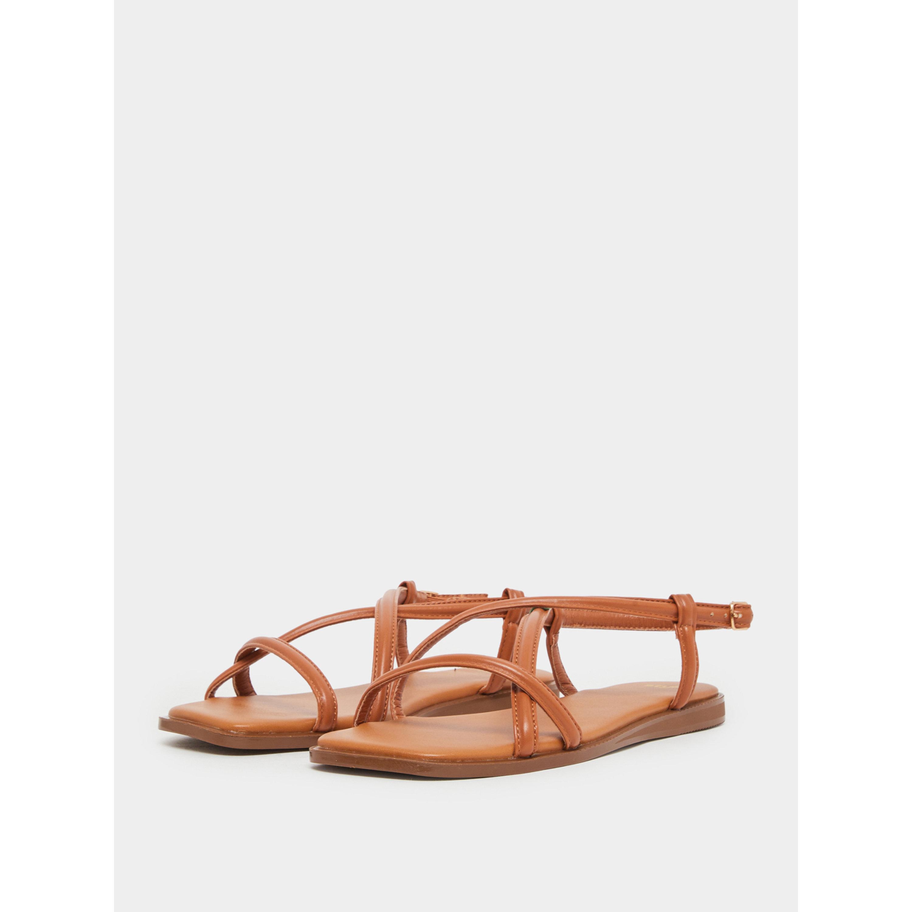 Styli Women Tan Strappy Flat Sandals-women-shoes-sandals-flats-image-1