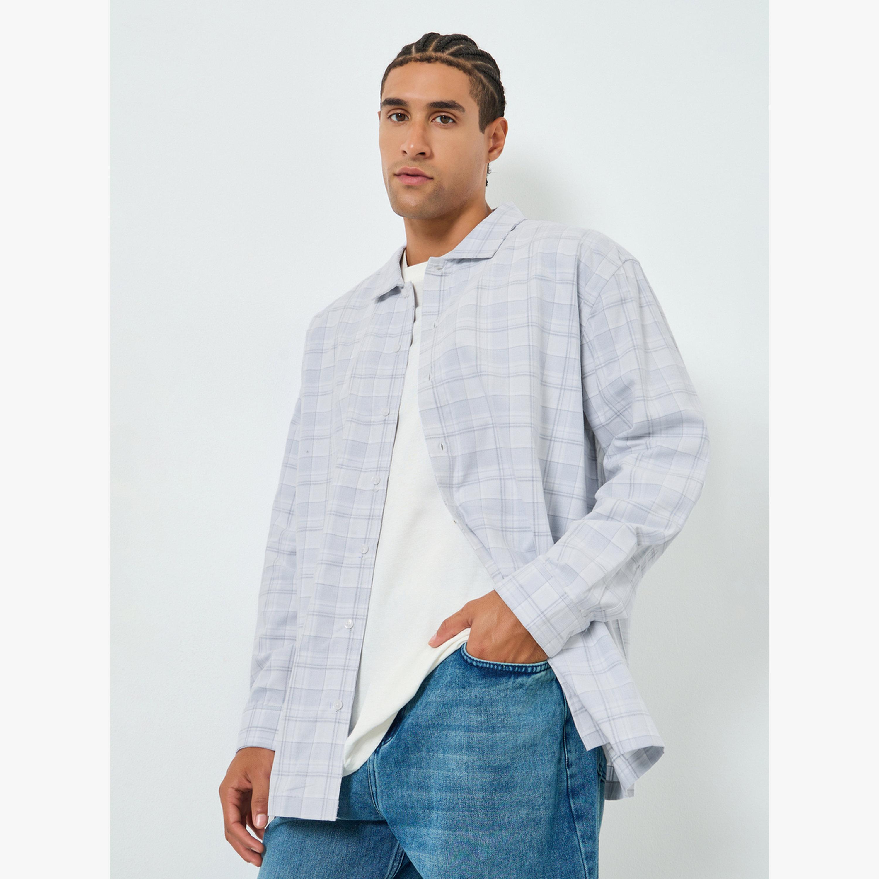 قميص قطن مربعات قصة واسعة للرجال-men-clothing-shirts-image-3