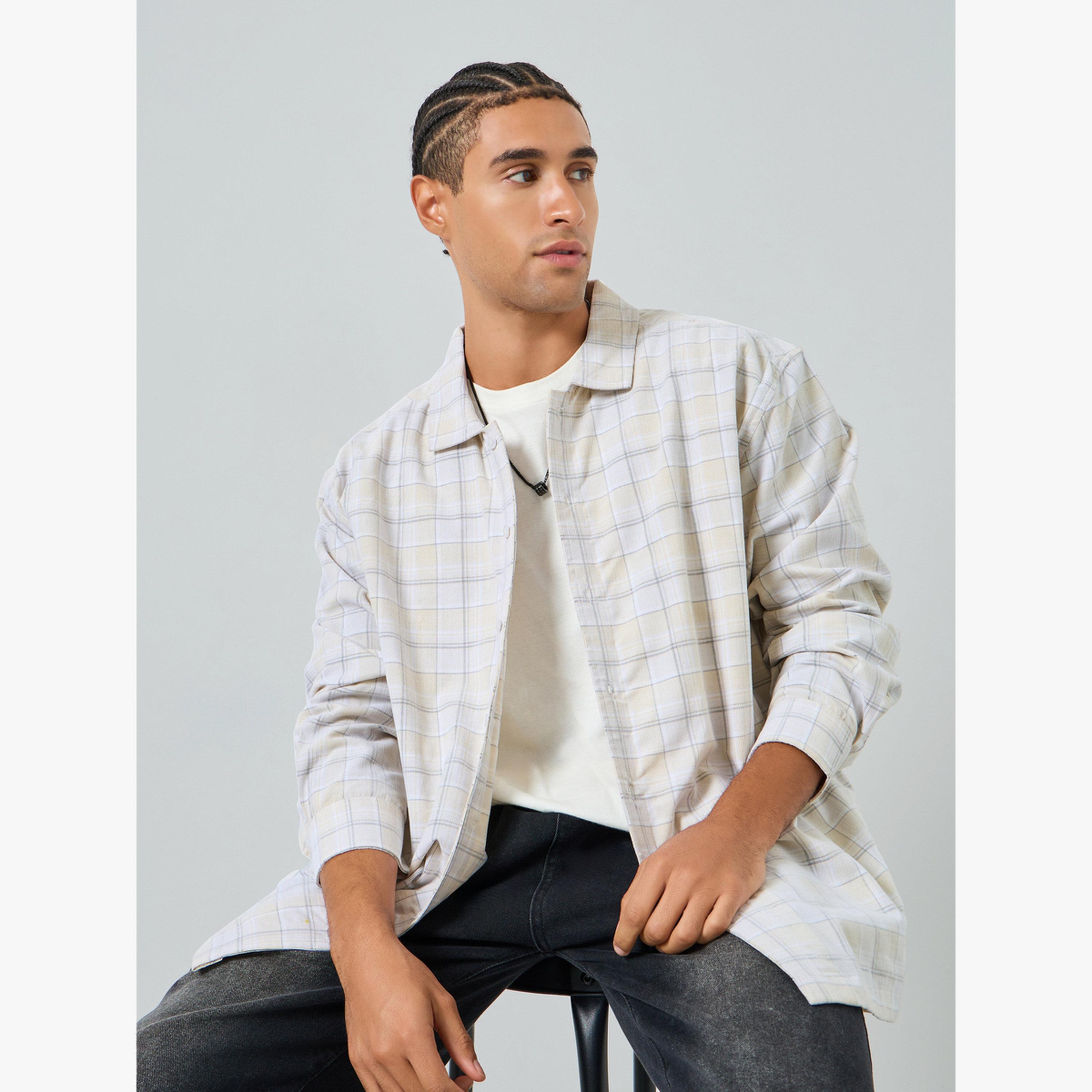 قميص قطن مربعات قصة واسعة للرجال-men-clothing-shirts-image-3