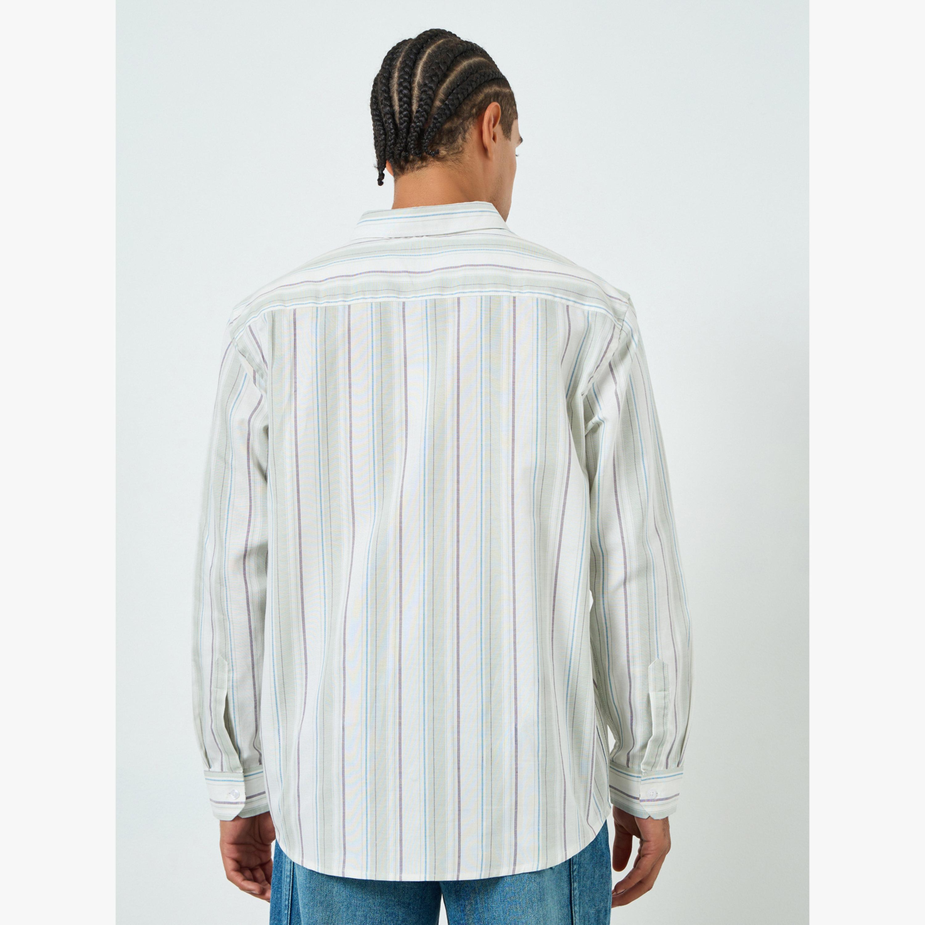 قميص قطن مخطط بقصة مريحة للرجال-men-clothing-shirts-image-3