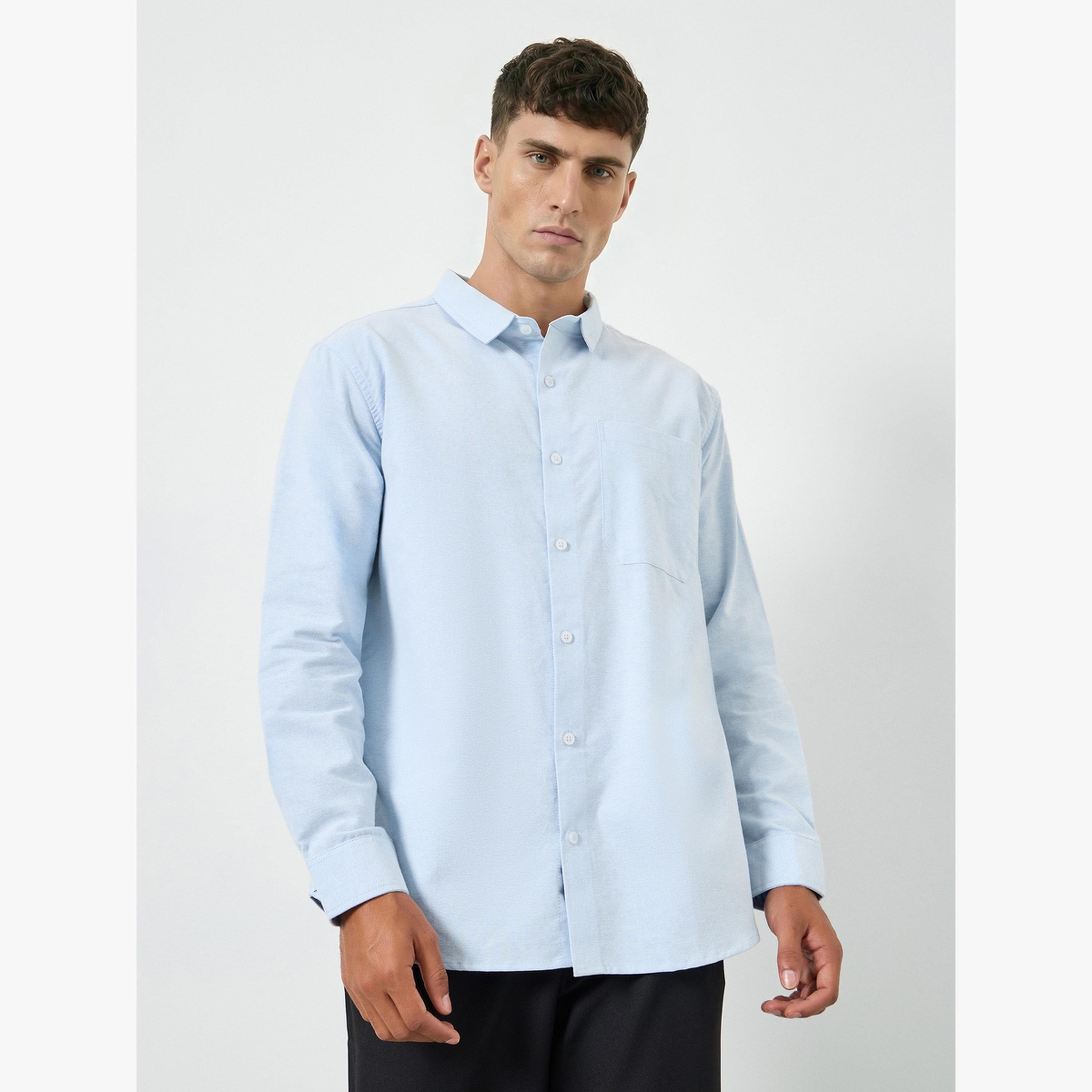 Styli Men Blue Relaxed Fit Cotton Casual Shirt-men-clothing-shirts-image-1