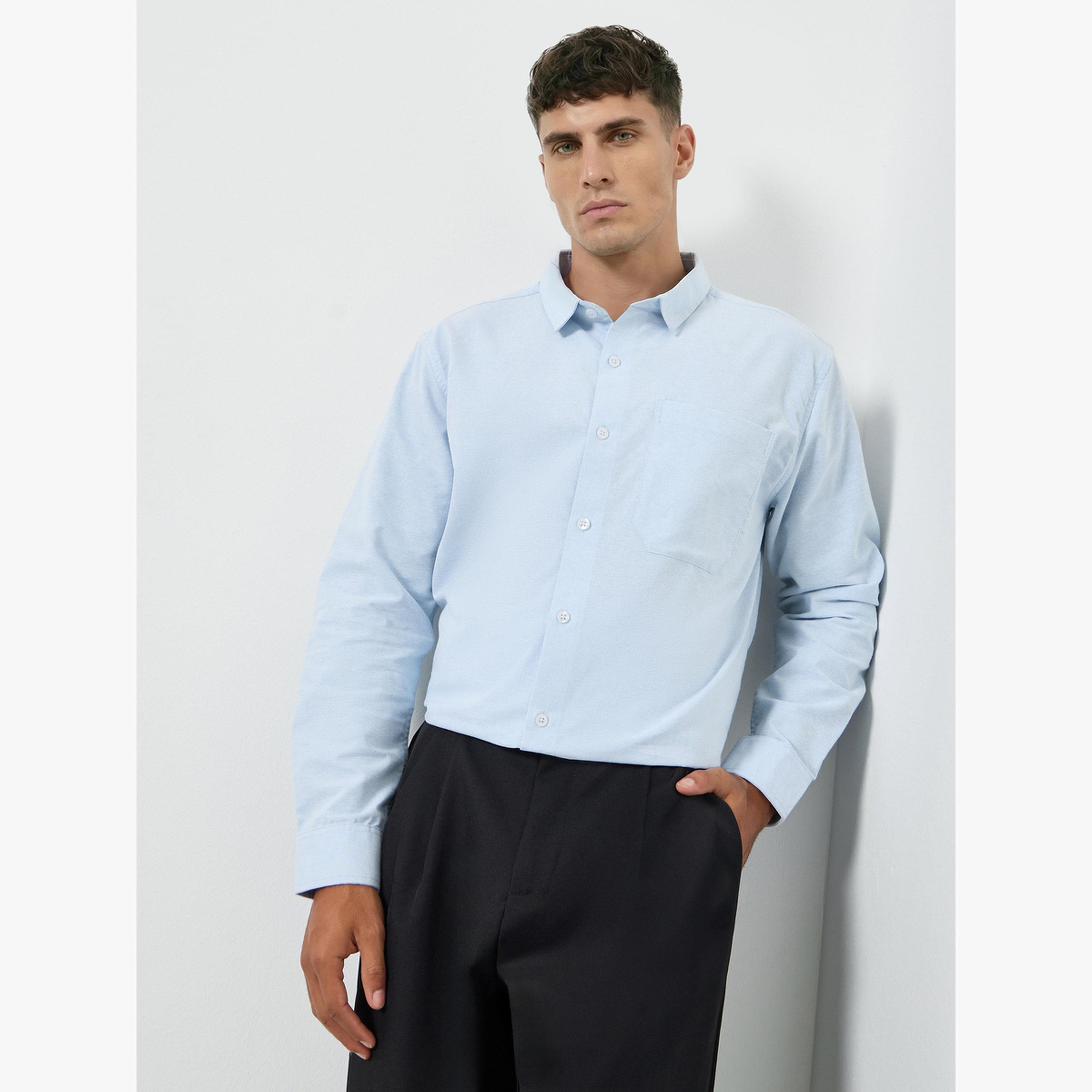 Styli Men Blue Relaxed Fit Cotton Casual Shirt-men-clothing-shirts-image-3