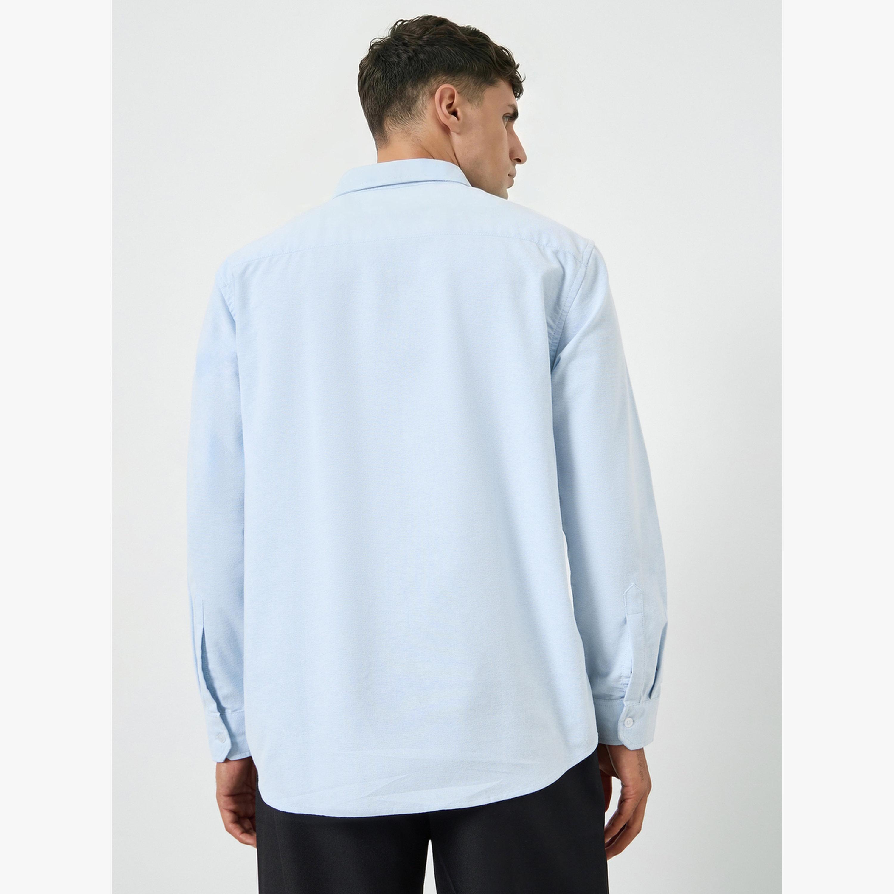 Styli Men Blue Relaxed Fit Cotton Casual Shirt-men-clothing-shirts-image-4