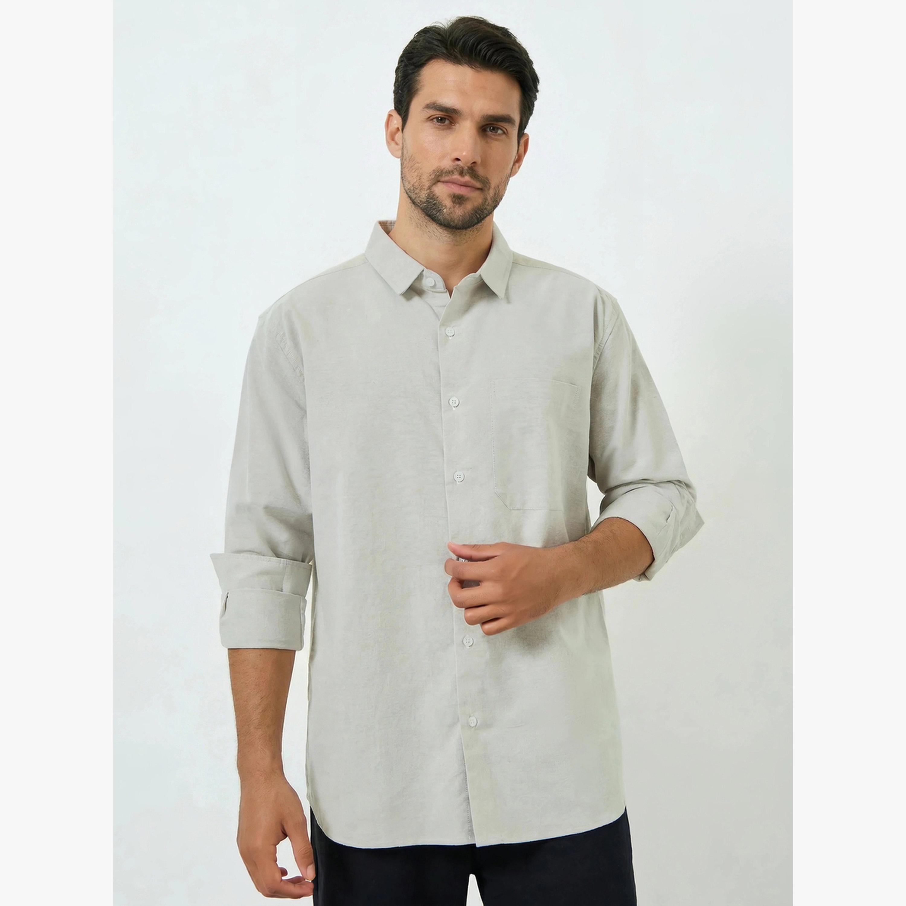 قميص كاجوال قطن بقصة مريحة-men-clothing-shirts-image-1