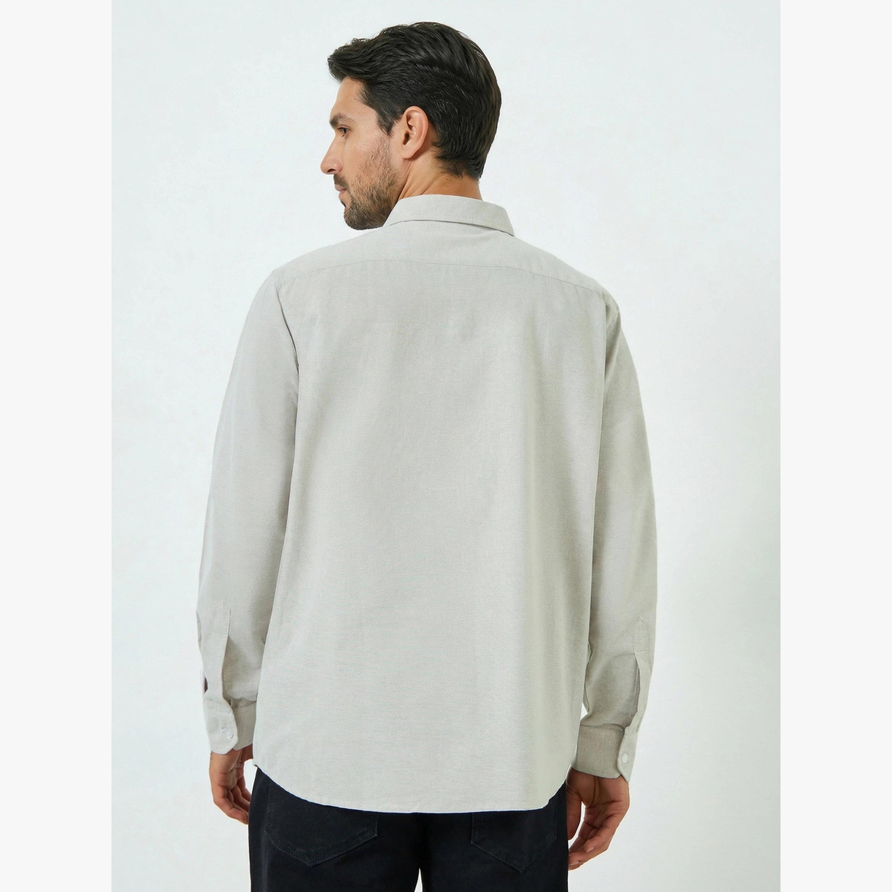 Styli Men Grey Relaxed Fit Cotton Casual Shirt-men-clothing-shirts-image-3
