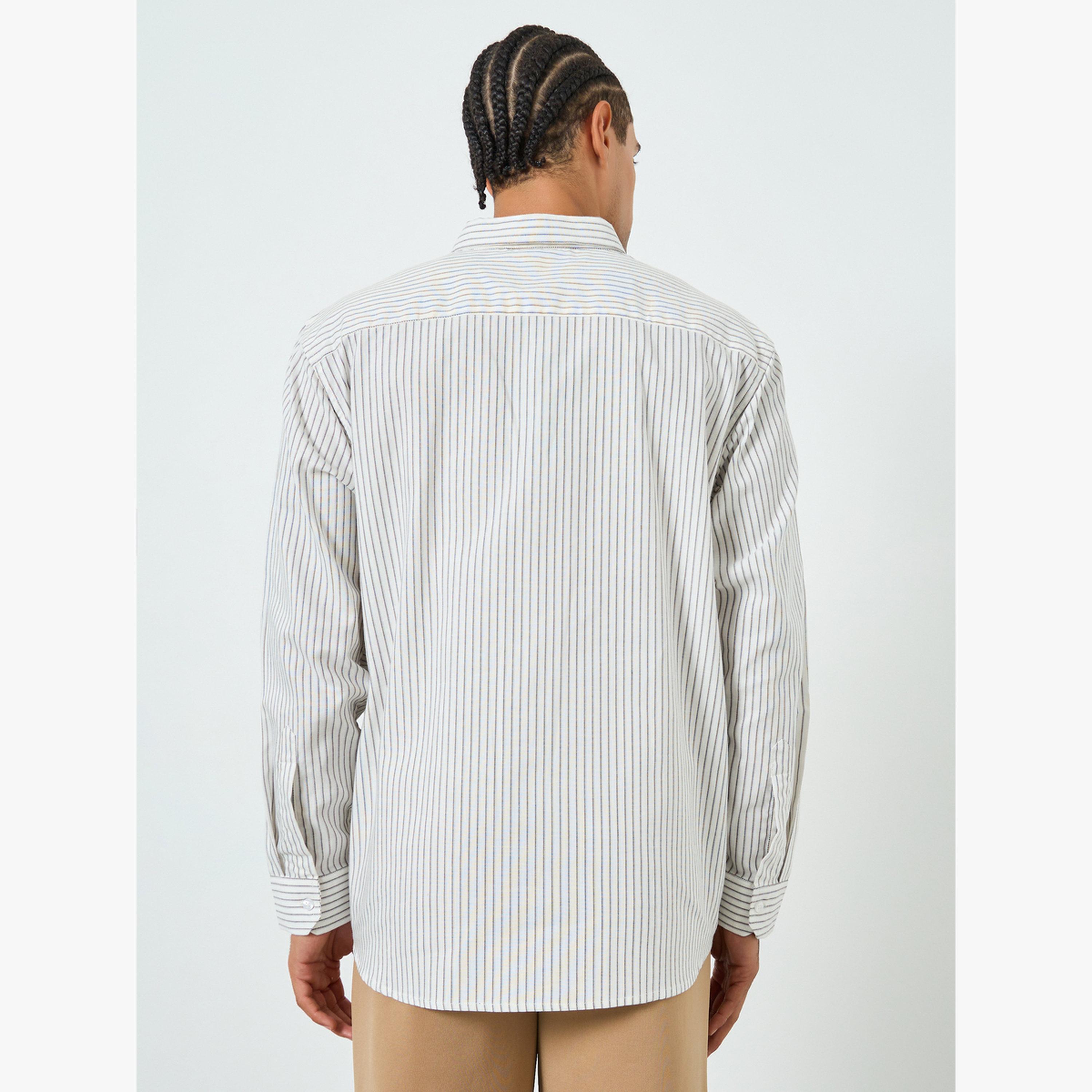 قميص قطن مخطط بقصة مريحة للرجال-men-clothing-shirts-image-4