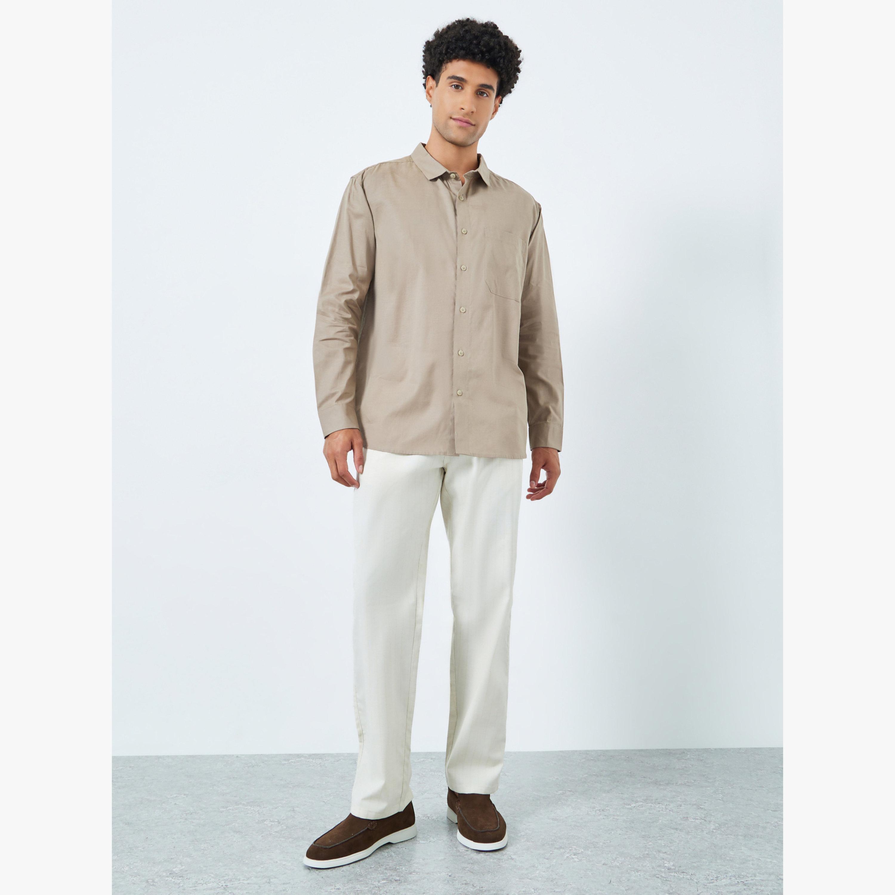 قميص كاجوال قطن بقصة مريحة للرجال-men-clothing-shirts-image-2