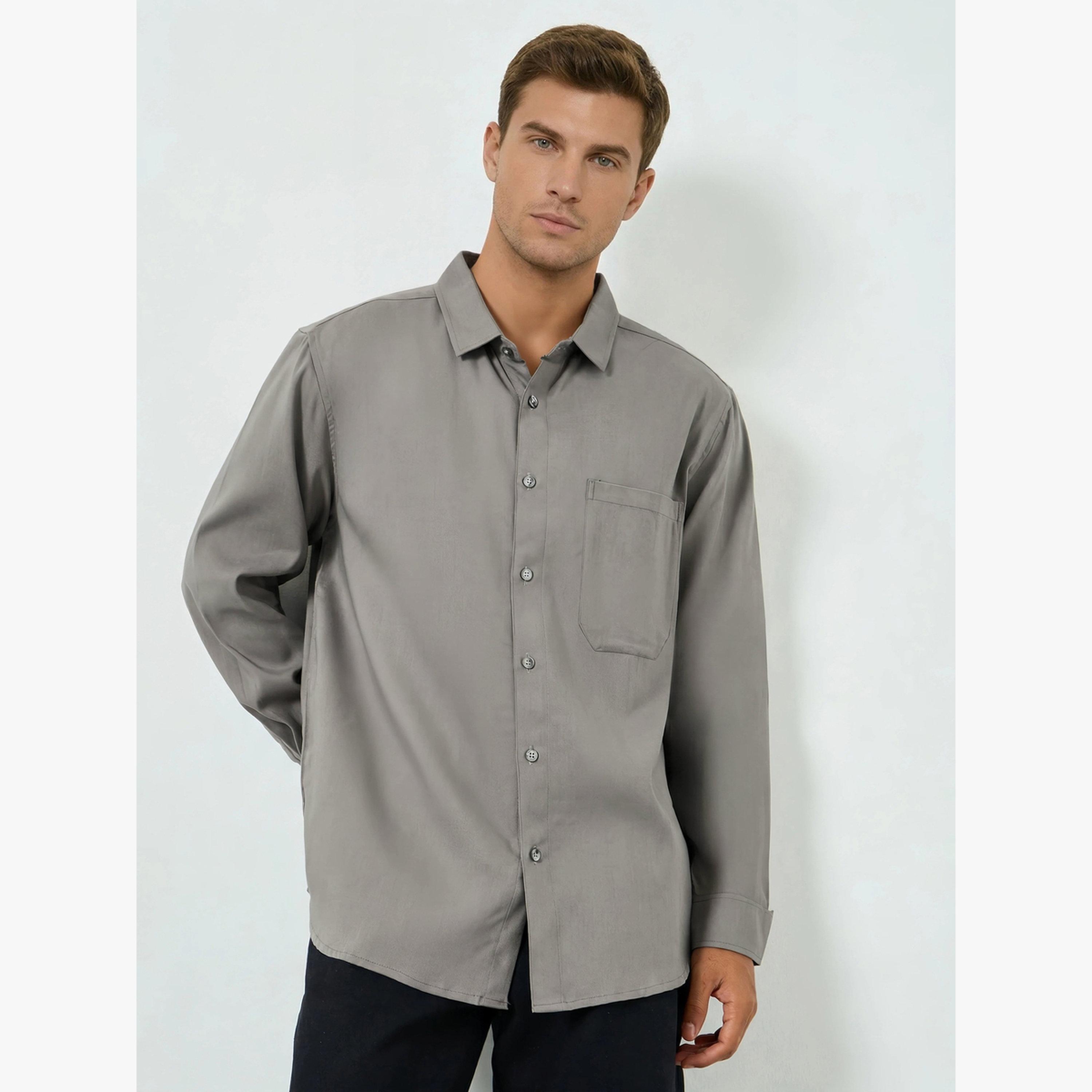 قميص سادة بقصة مريحة-men-clothing-shirts-image-1