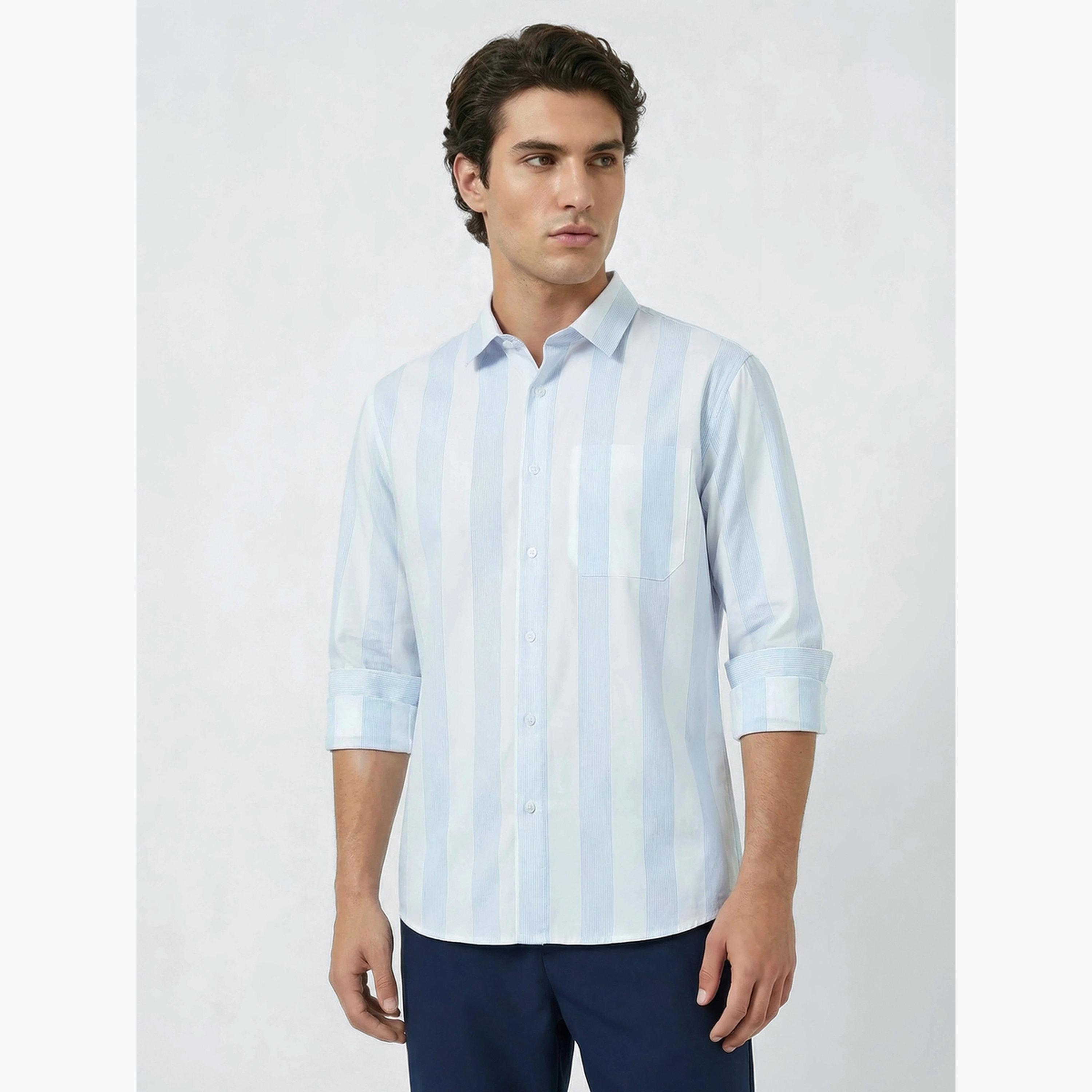 قميص قطن مخطط بقصة مريحة-men-clothing-shirts-image-1