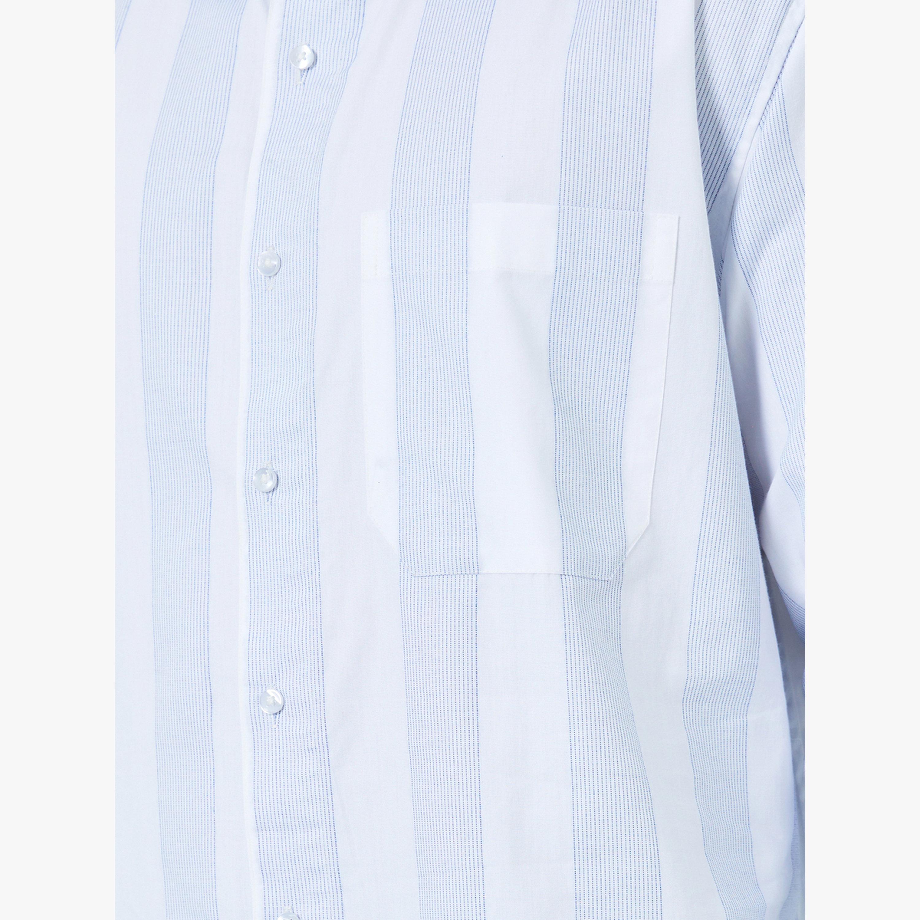 Styli Men Blue Relaxed Fit Cotton Striped Shirt-men-clothing-shirts-image-4