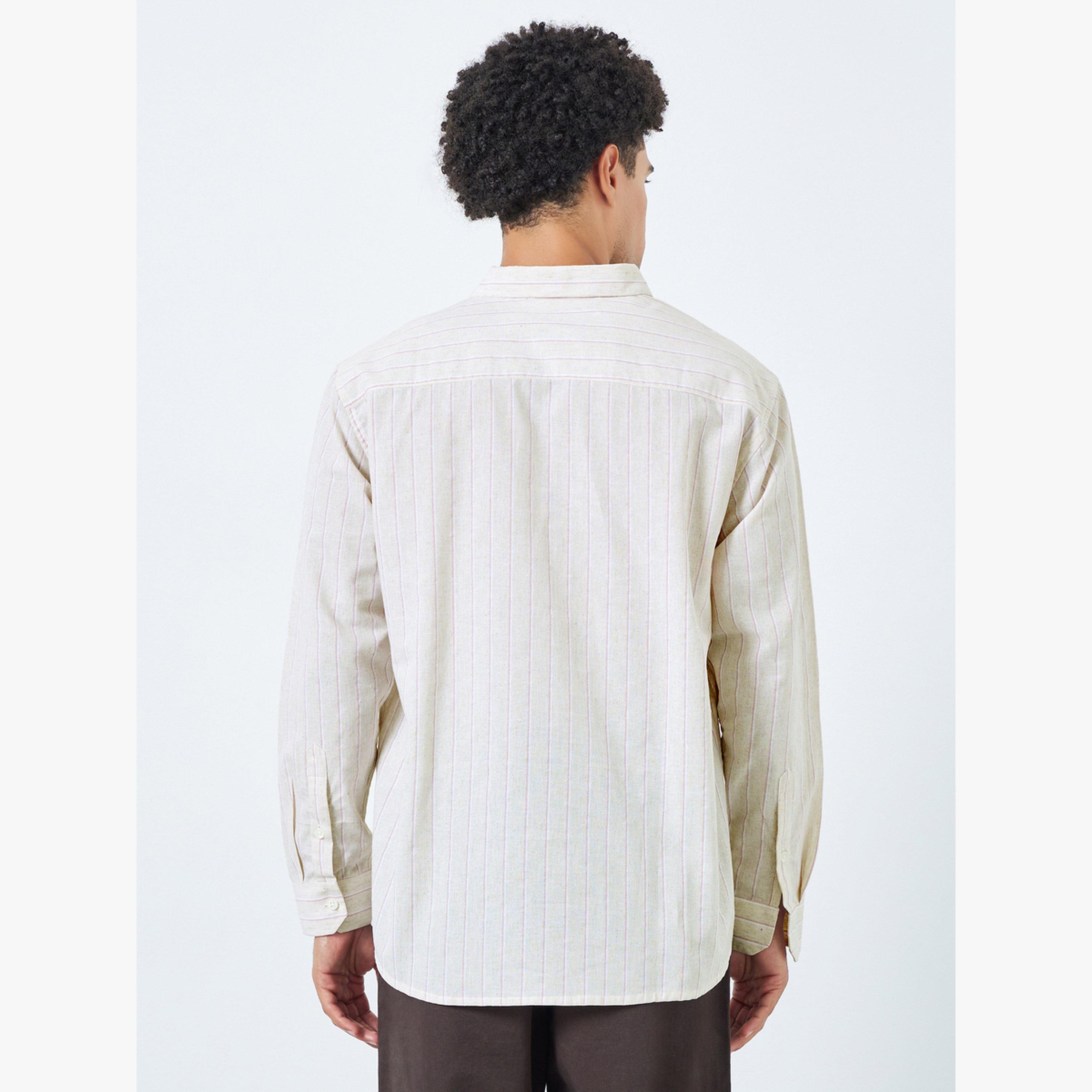 قميص قطن مخطط بقصة مريحة للرجال-men-clothing-shirts-image-3
