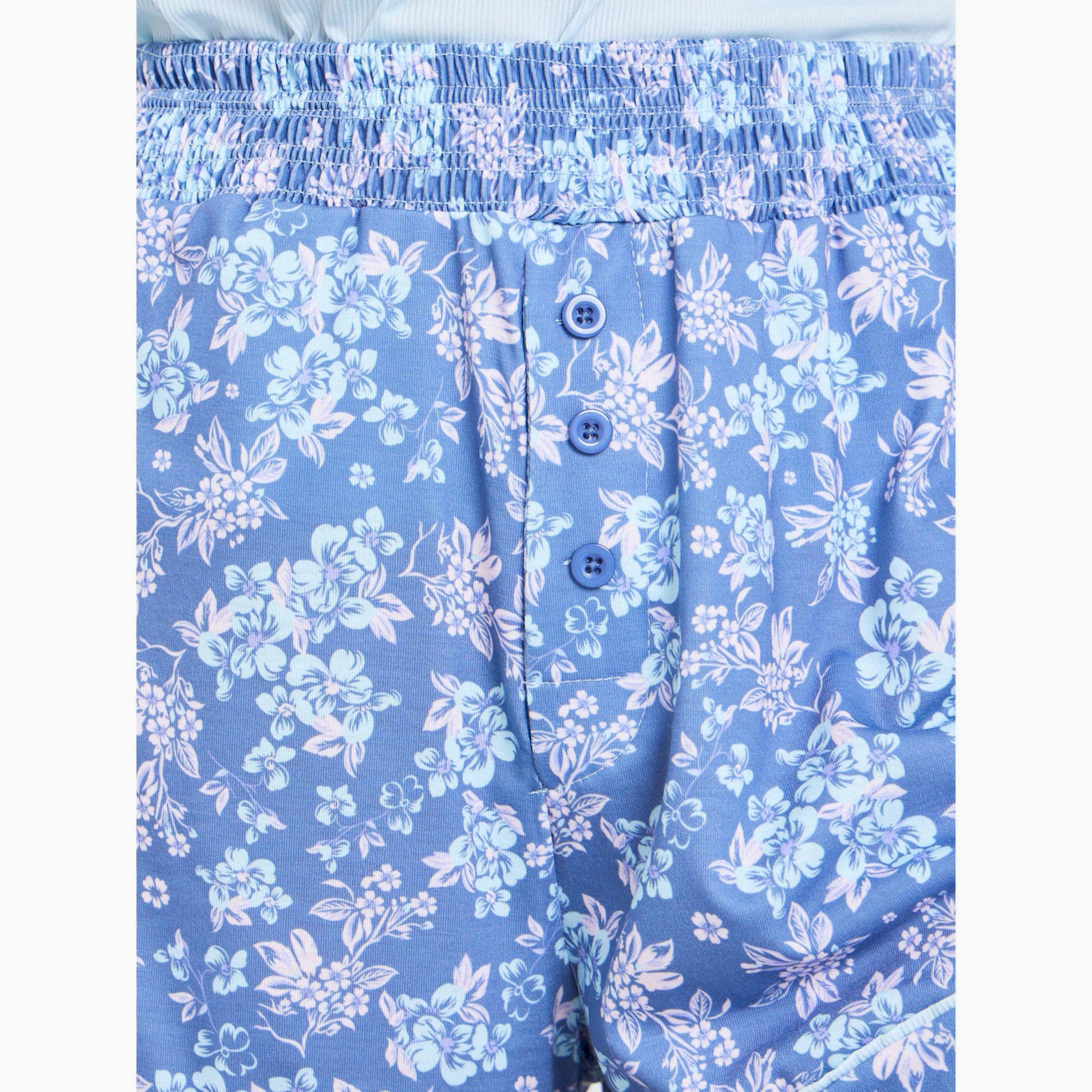 طقم مضلع بلوزة بظهر متقاطع وشورت-women-clothing-nightwear-pyjamas-shortsets-image-5