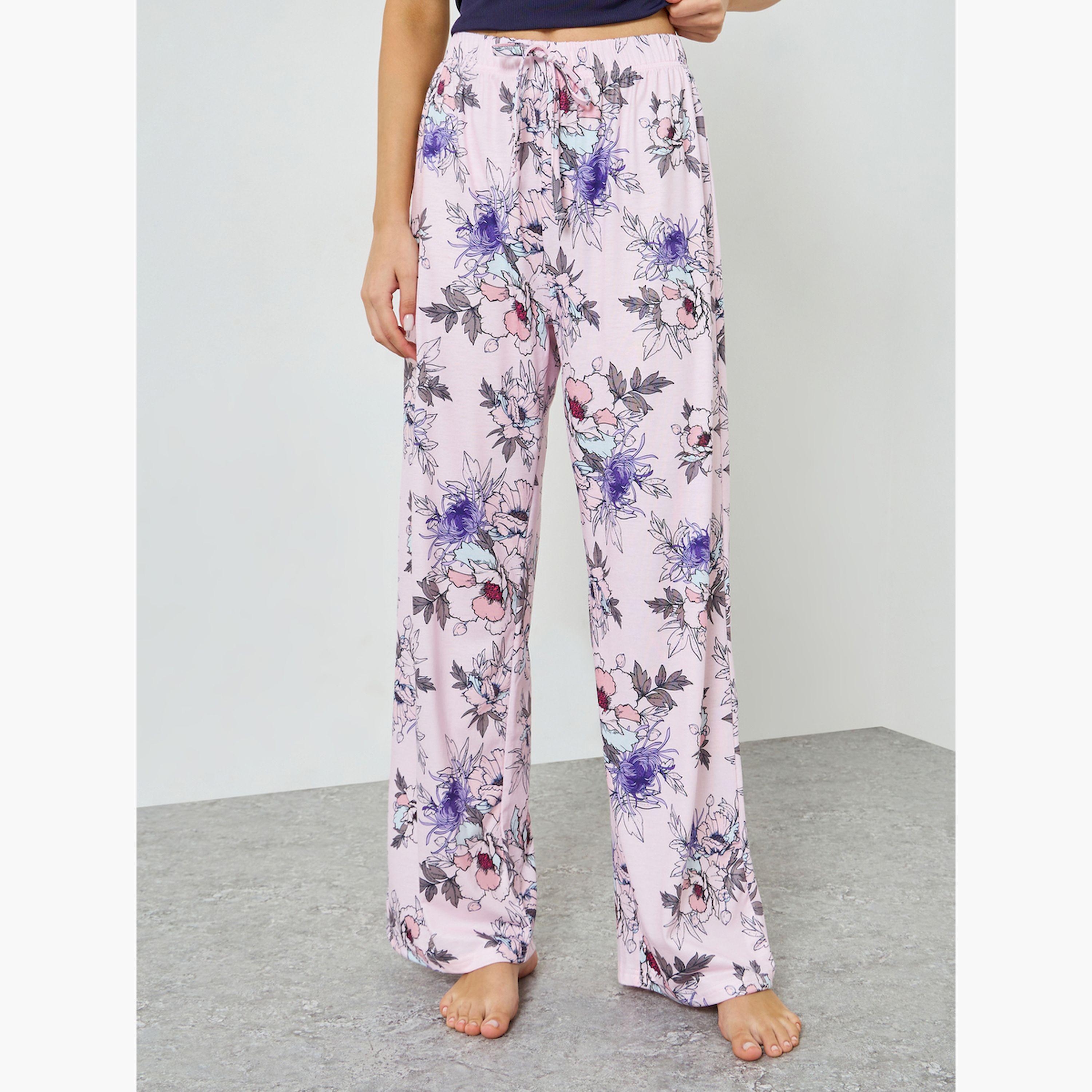 Styli Round Neck Tank and Sketchy Floral Pyjama Set-women-clothing-nightwear-pyjamas-longsets-image-4