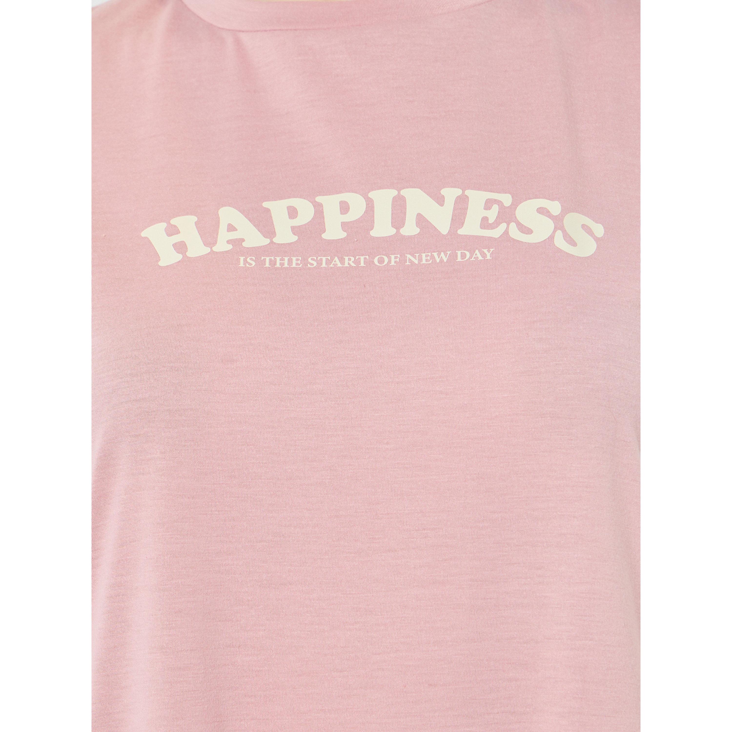Styli Women Happiness Slogan Wide Ruffle T-Shirt Dress-women-clothing-nightwear-nighties-image-4