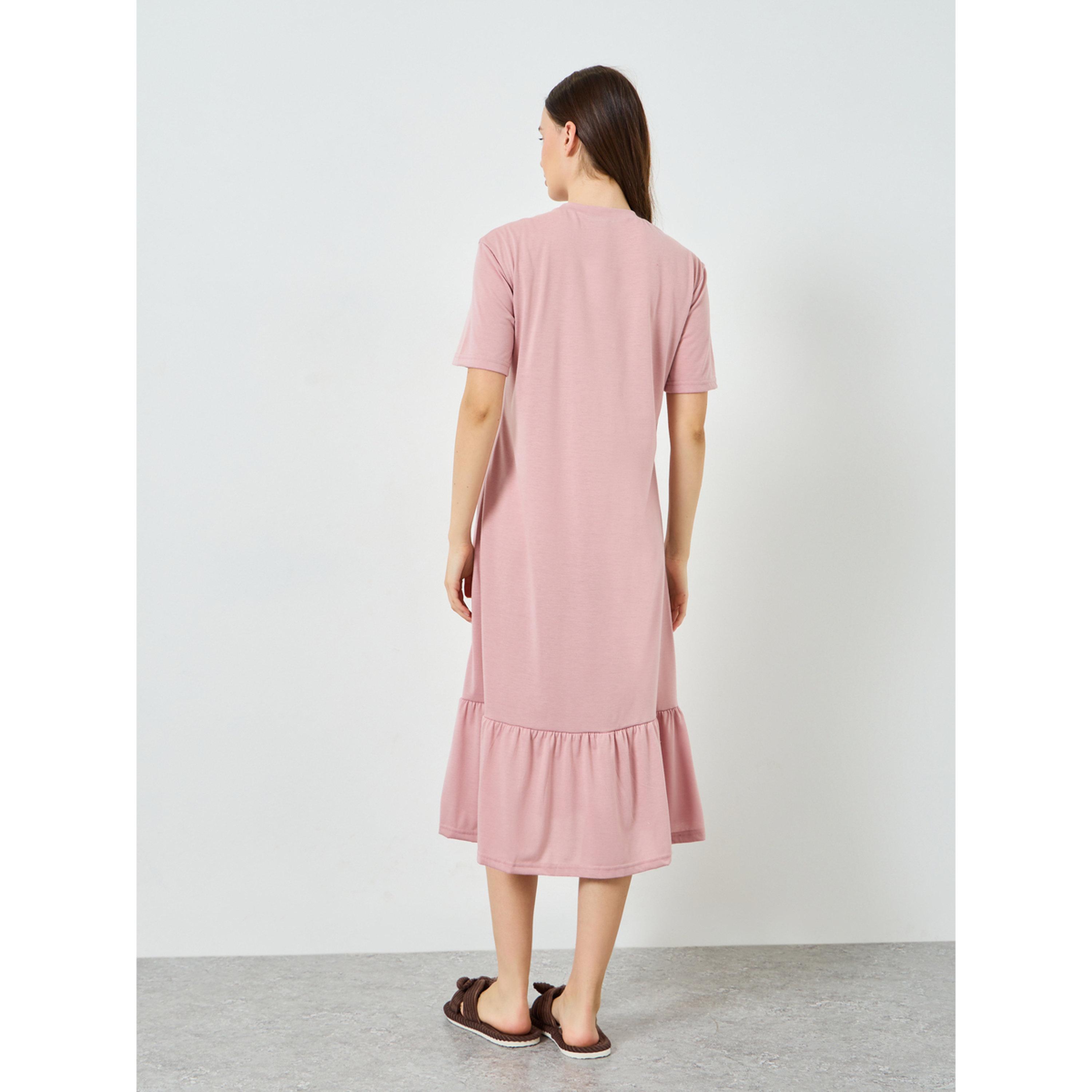 فستان تيشيرت بكشكش واسع وطبعة شعار-women-clothing-nightwear-nighties-image-5