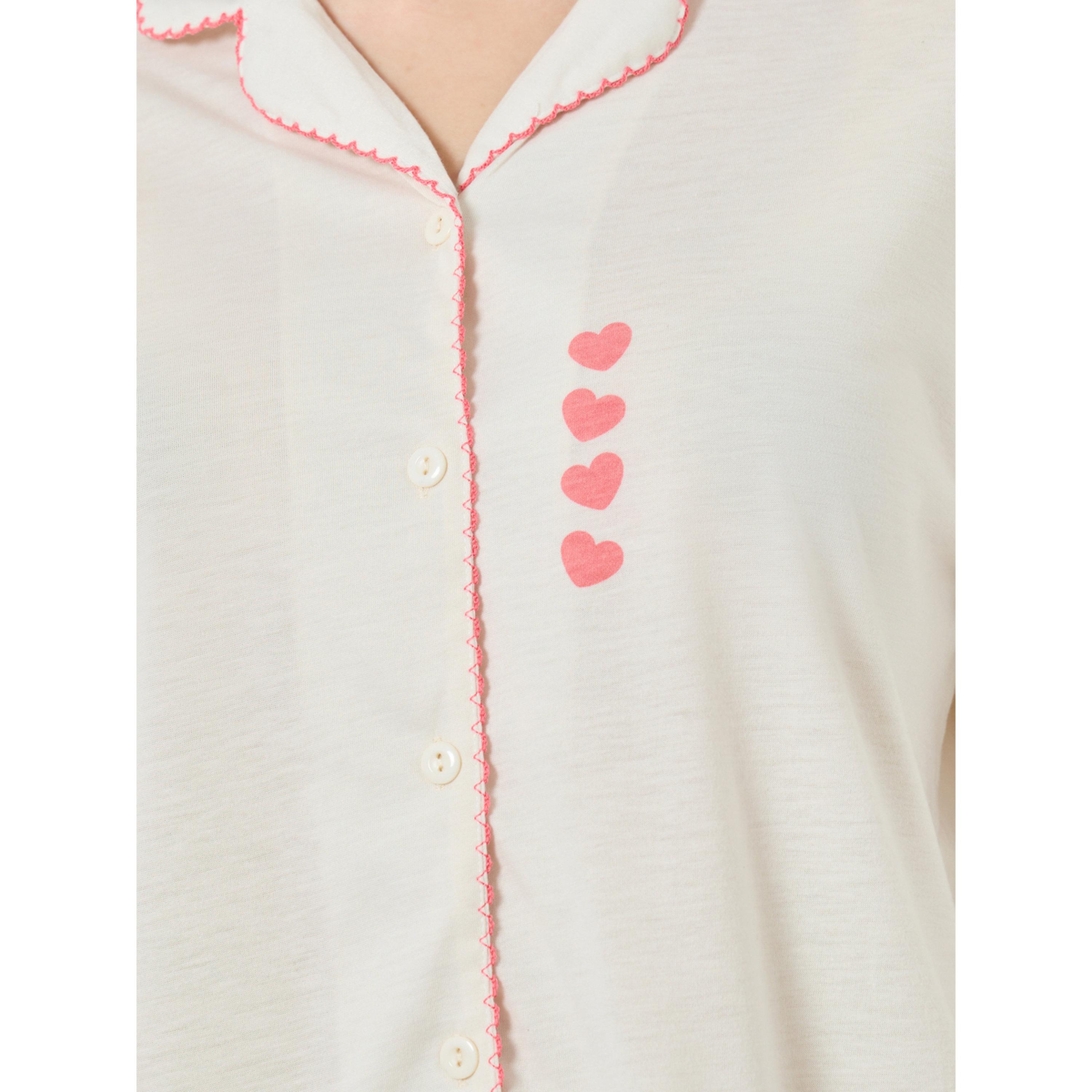 Styli Women Heart Print Scallop Edge Detail Shirt and Pyjama-women-clothing-nightwear-pyjamas-longsets-image-5