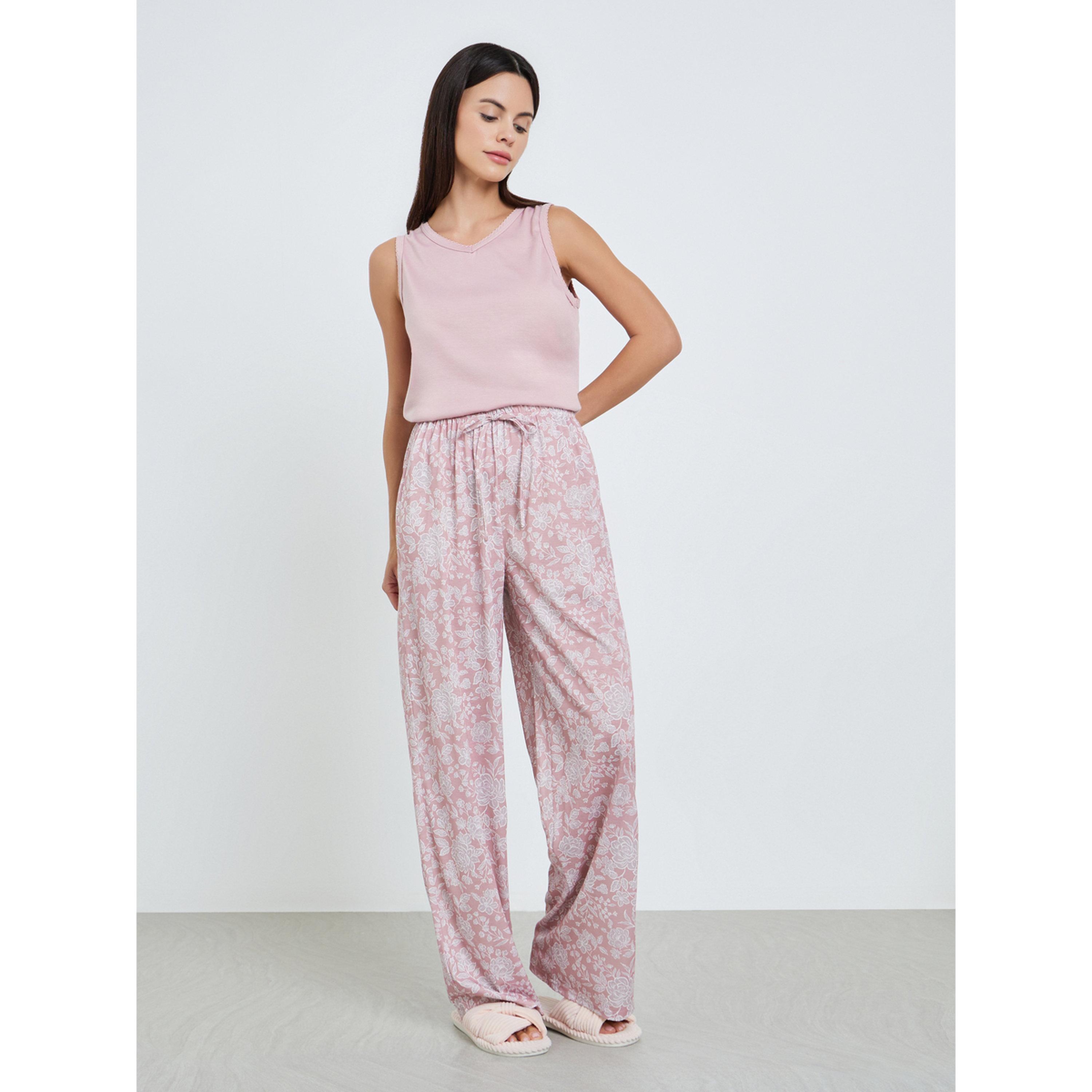 طقم بيجاما من بنطال مطبوع وبلوزة بلا أكمام للنساء-women-clothing-nightwear-pyjamas-longsets-image-2